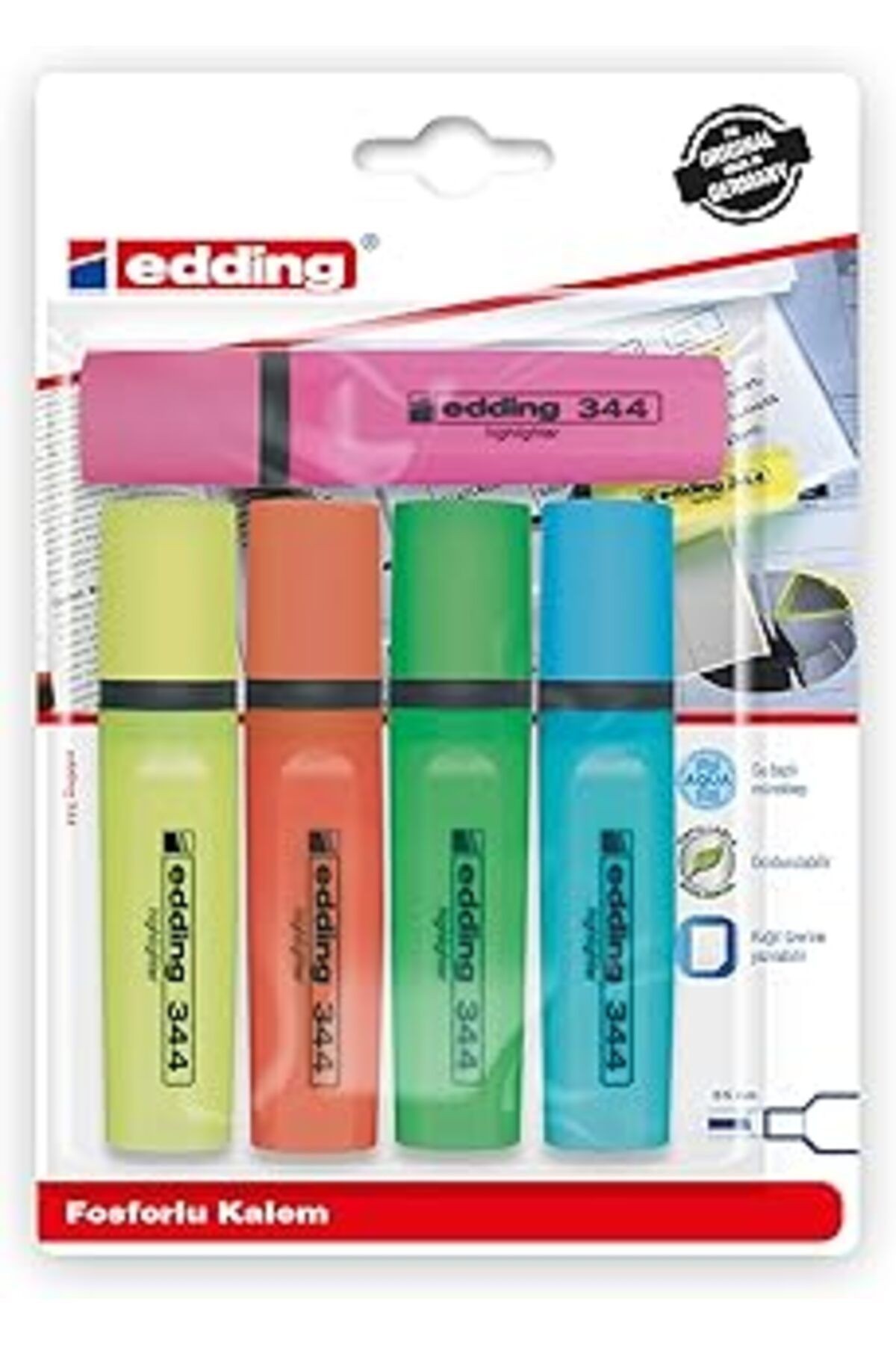 Edding Turkey Ed344Pvc4+1 Edding 344 Fosforlu Kalem 5Li Karışık
