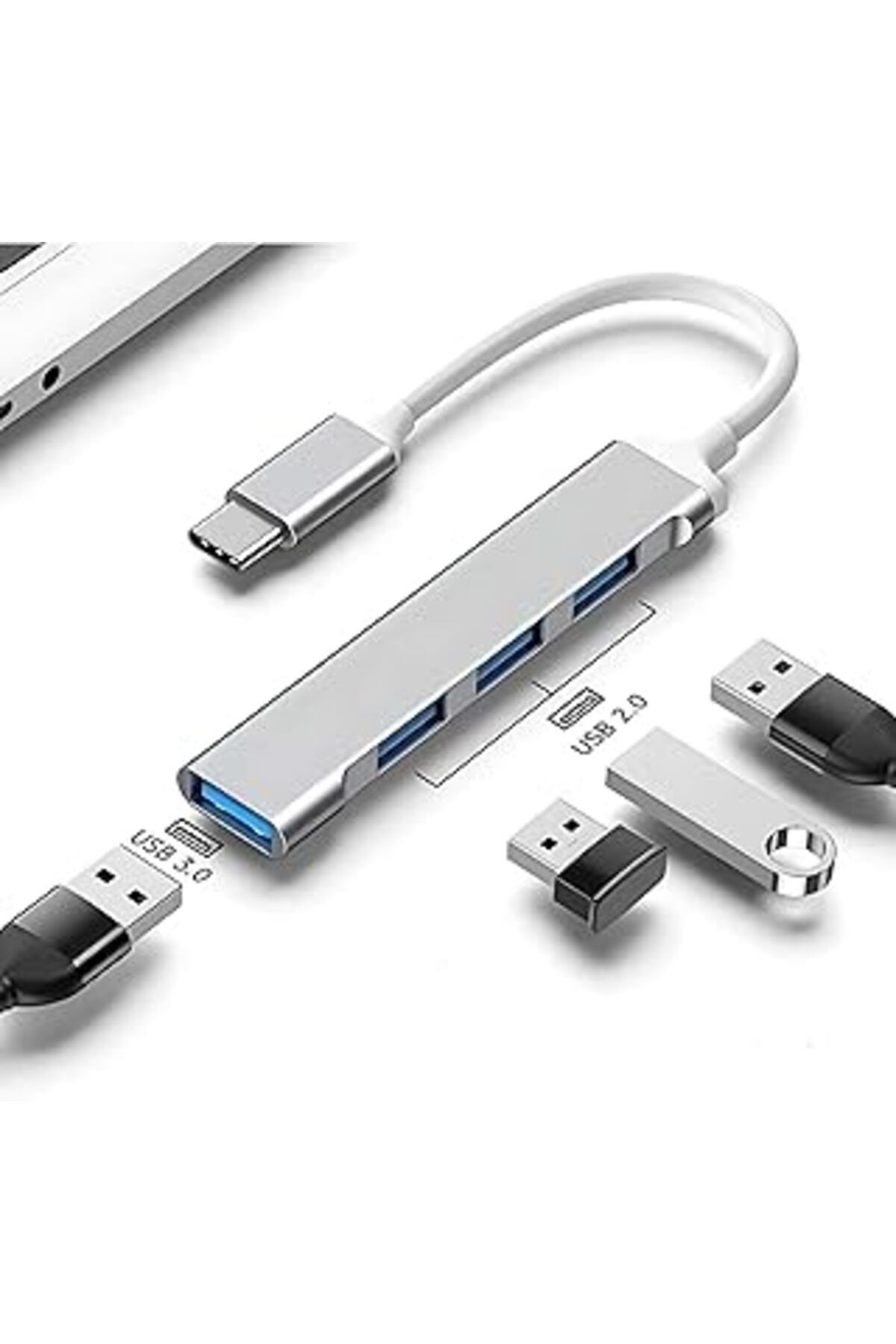 Romofy Type C To Usb 3.0 Çoklayıcı 4 Adet Port Otg Çoğaltıcı Adaptörü - Usb C To Usb 3.0 - Macbook
