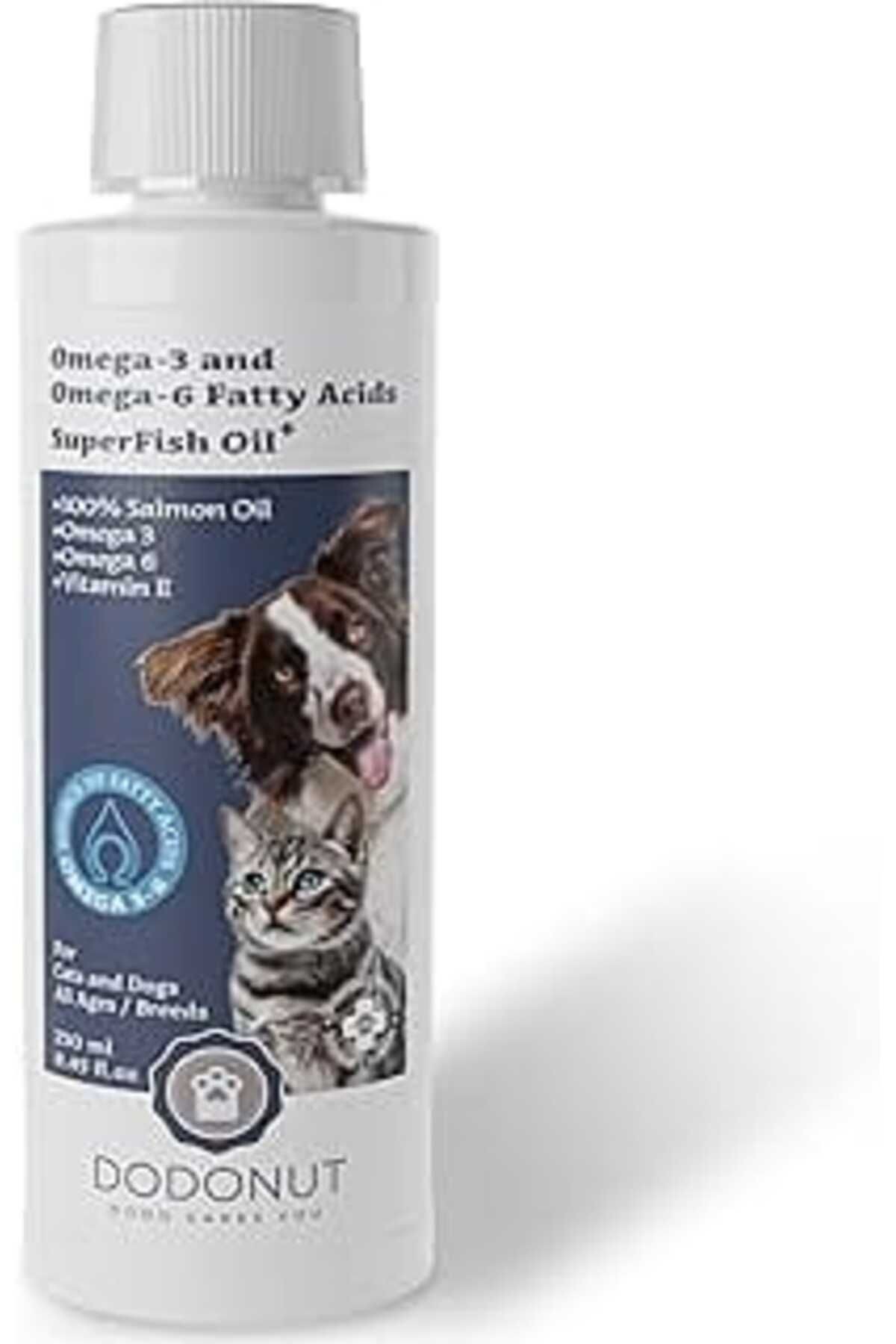Dodonut Superfish Oil % Kedi Ve Köpek 100 Somon Yağı, Omega 3 Ve 6, 250 ml