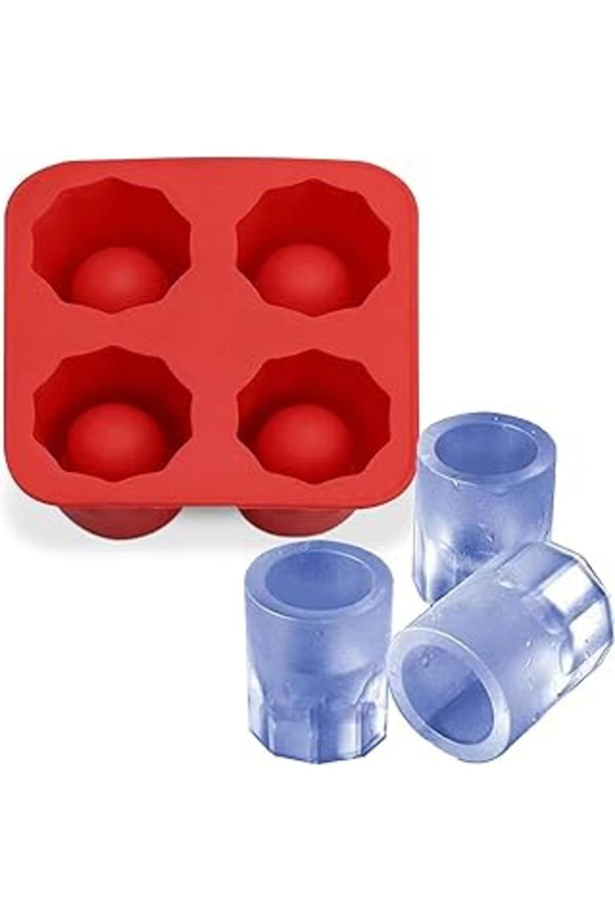 Gurme Chef Eysigo Shot Bardak Buz Kalıbı, 4lü, Silikon, Kırmızı, 14611.eys-bs004