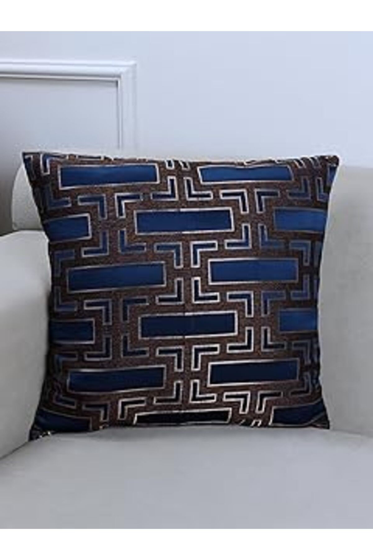 Vanilla Home Blocks Lacivert 45x45cm Kare Desenli Kırlent Kılıfı