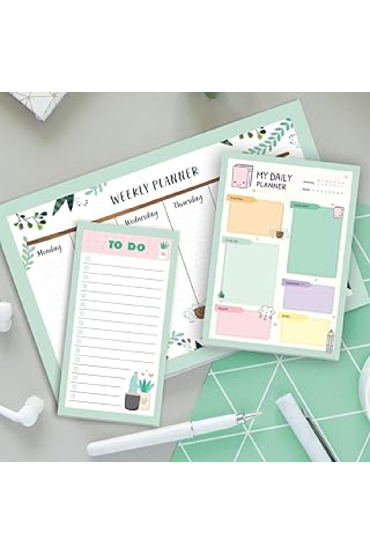 Colortouch Haftalık, Günlük Planlayıcı Set - 50 Sayfa Tarihsiz Masaüstü Planner - Gençler, Kızlar,