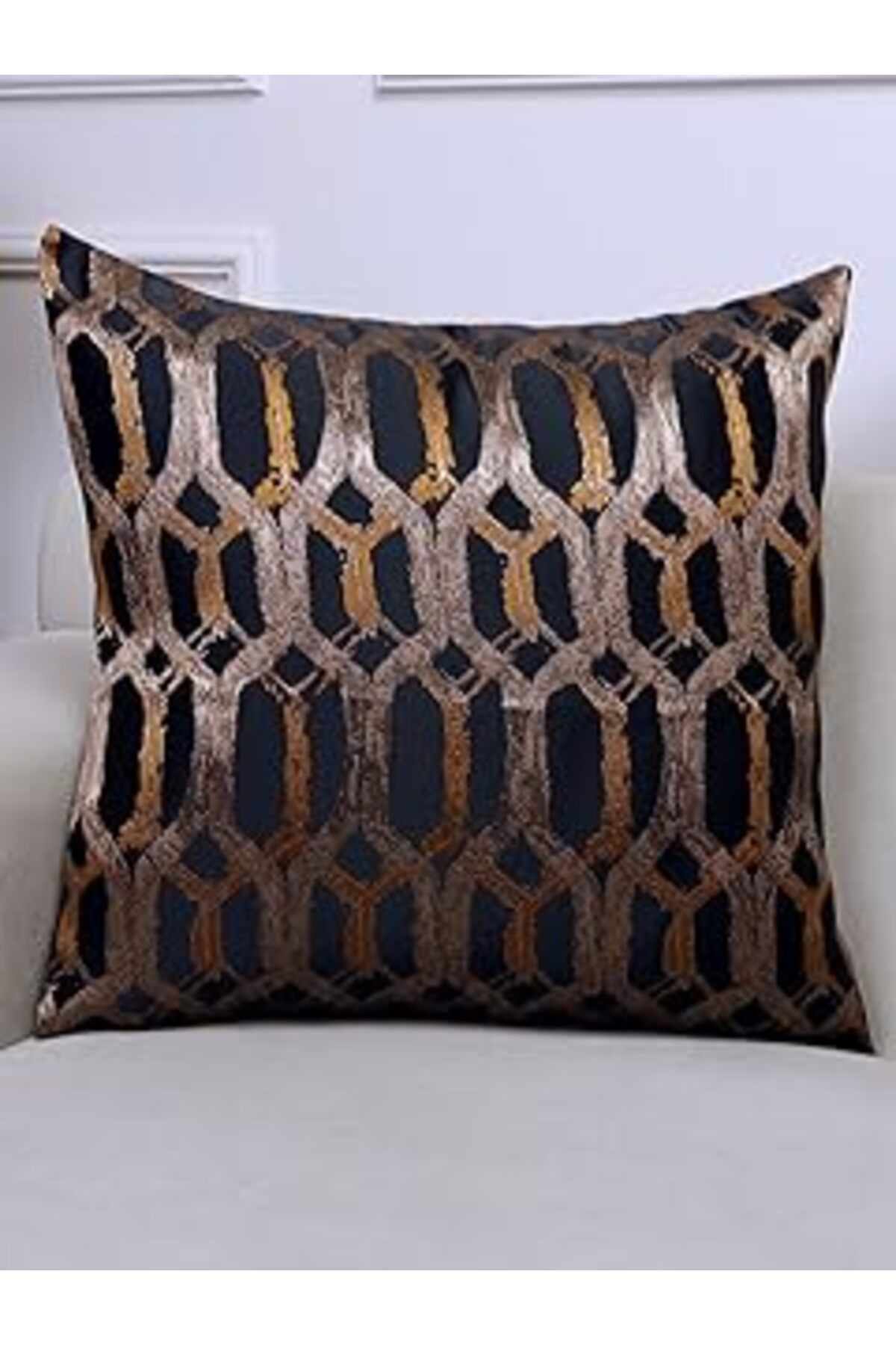 Vanilla Home Hexagon Siyah Renkli Desenli 50x50 Kare Kırlent Kılıfı