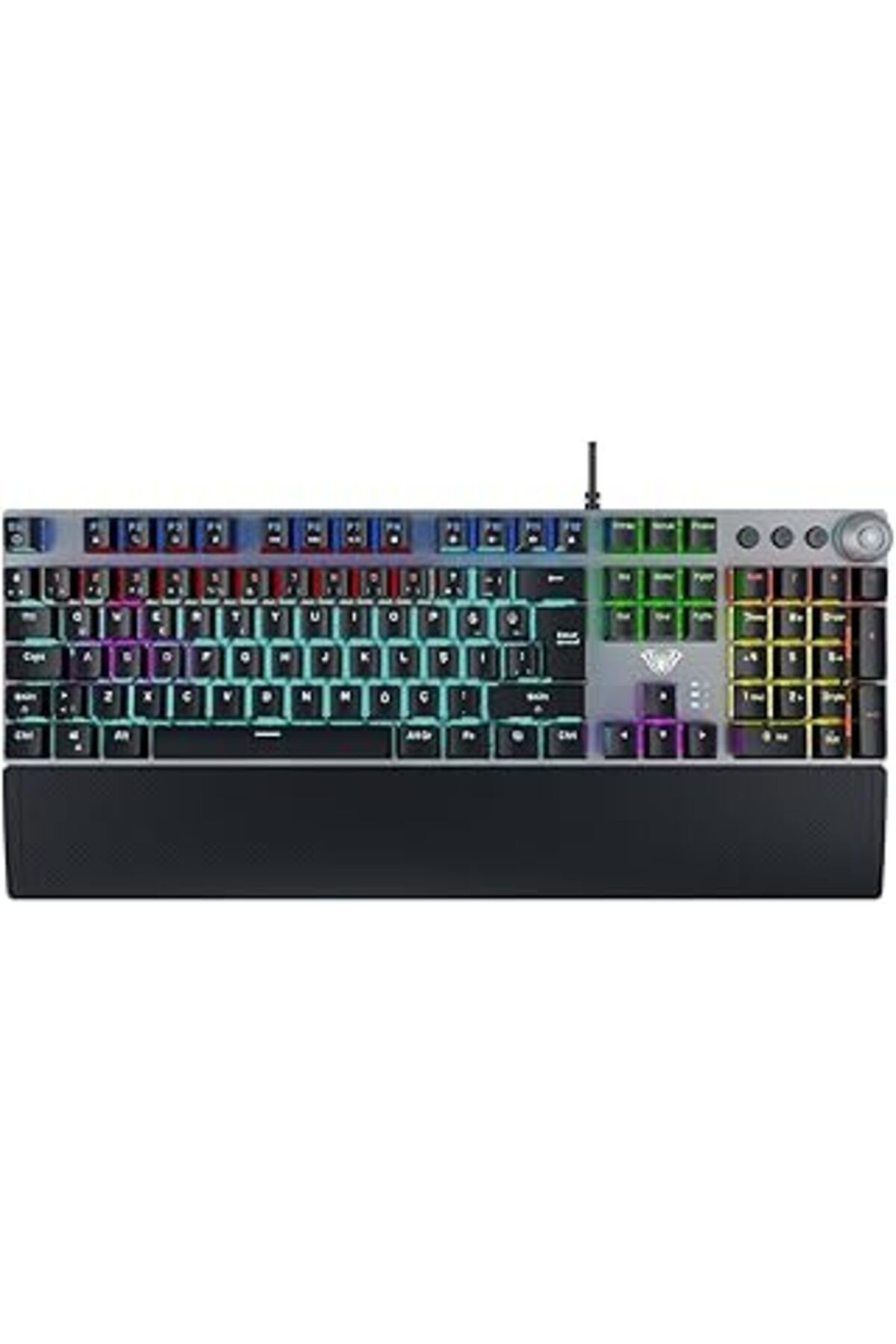 Aula F2058 Bilek Destekli Rgb Makrolu Mekanik Kablolu Oyuncu Klavyesi