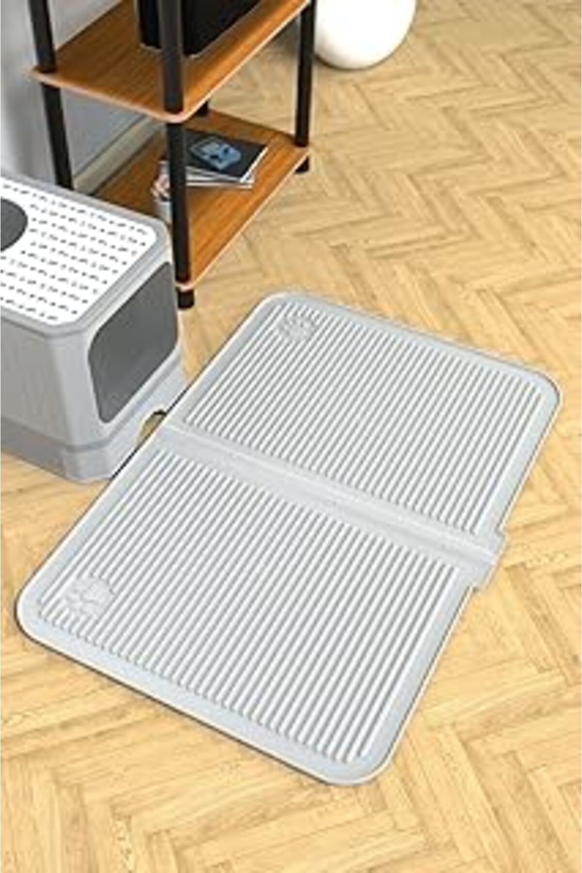 Ata Home Silikon Mama Ve Kum Matı Havuzlu Yıkanabilir Kedi Tuvaleti Önü Kedi Kumu Paspası Büyük Boy