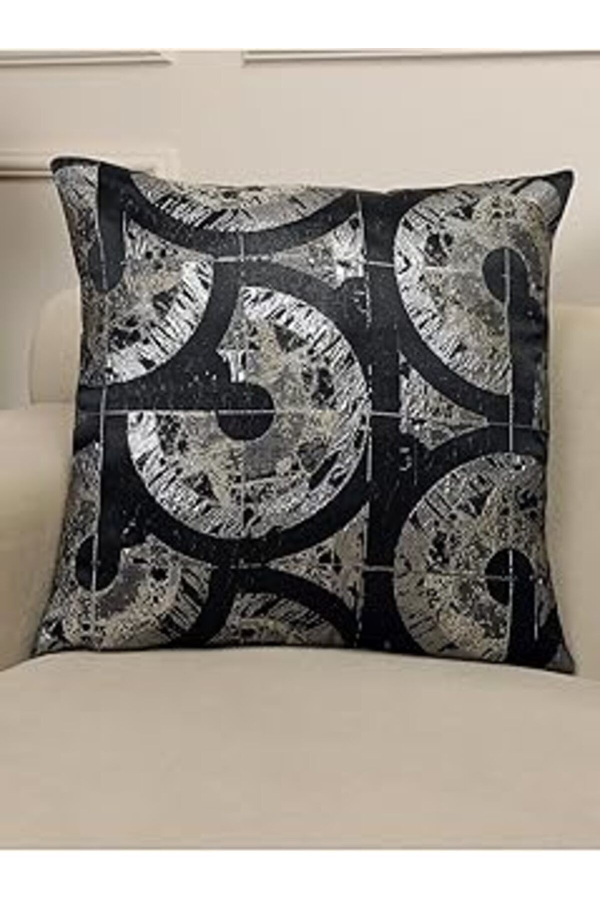 Vanilla Home Helix Siyah Renkli Desenli Kare Kırlent Kılıfı 50 X 50