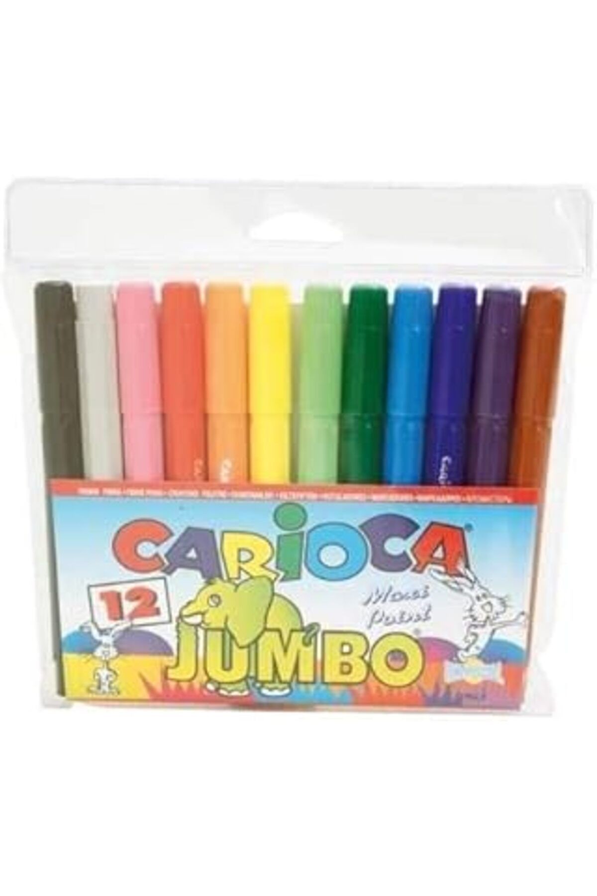 Carioca Jumbo Süper Yıkanabilir Keçeli Boya Kalemi, 12'li