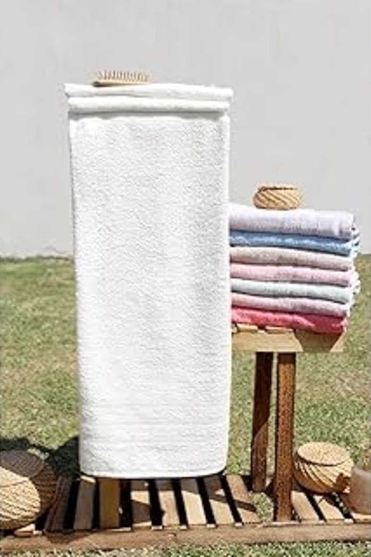 Baveno %100 Pamuk Renkli 70X140 Banyo Havlusu Krem