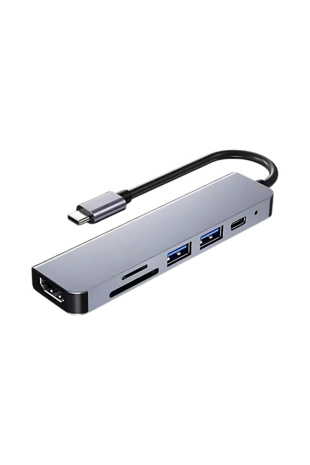 Akım Korumalı 87W 6in1 Type-c To 4K HDMİ USB3.0 Sd Tf Dönüştürücü Hub Type-C Usb Dönüştürücü