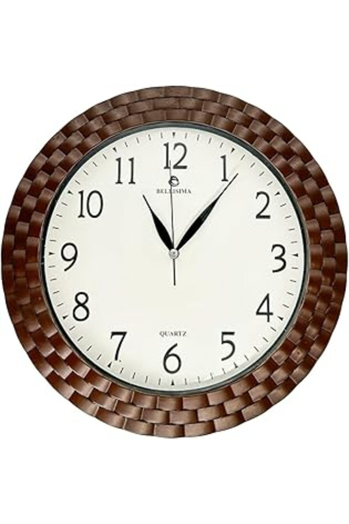 Bellisima Bl-1037 Serisi Klasik Kadran Örme Desenli Sessiz Akar 30 Cm Duvar Saati Bordo