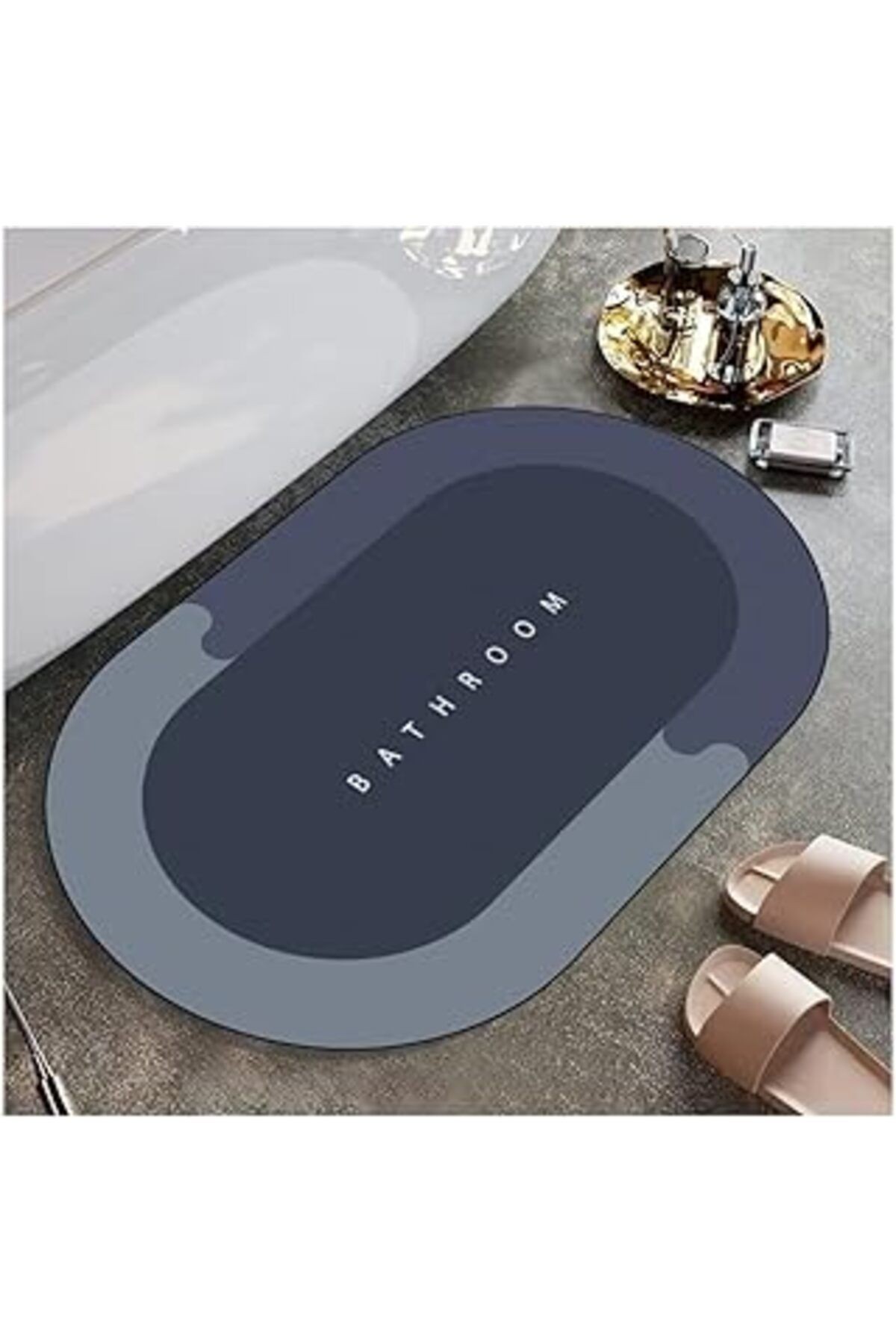 Ankanorm Banyo Paspası Süper Su Emici Kaymaz Tabanlı Paspas Banyo Paspası Oval Diatomit Paspas Süpe