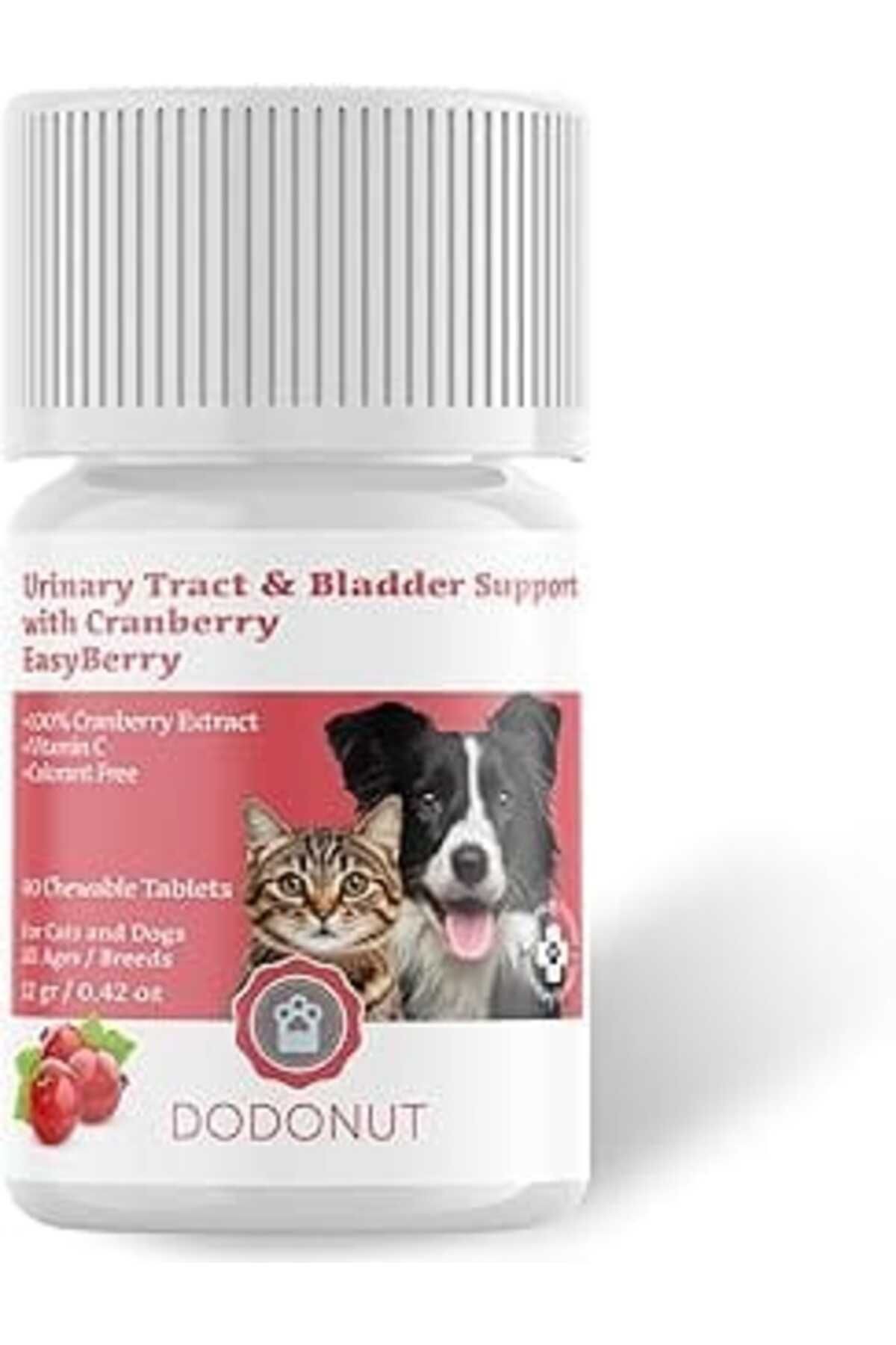 Dodonut Easyberry Kedi Ve Köpek İdrar Yolu Sağlığı Besin Takviyesi, Kızılcık Özü, 40 Tablet