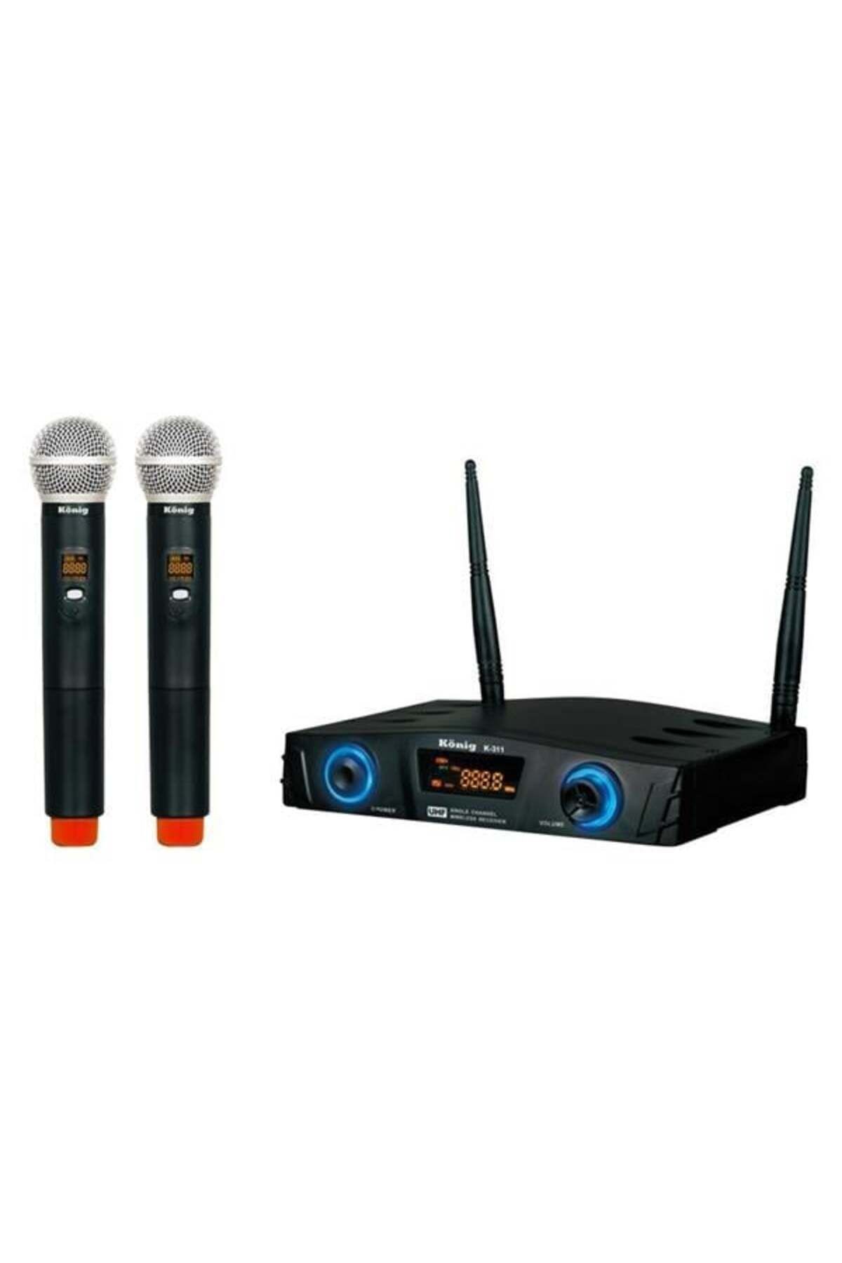 König K-312 16 Kanal Uhf Digital Çift Kanal 2 El Kablosuz Telsiz Mikrofon