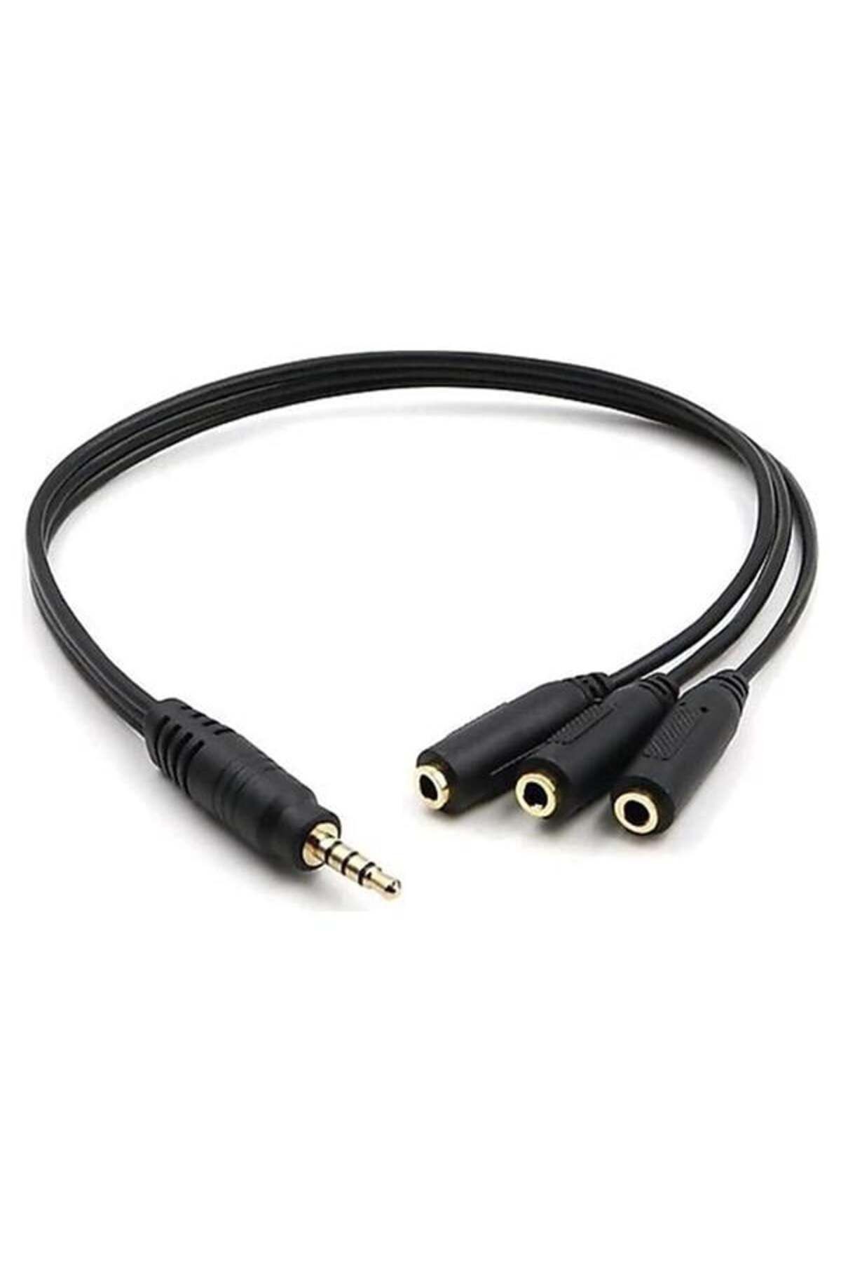 Kulaklık Çoklayıcı 3.5 Mm Erkek X 1/3 Stereo Dişi X 3 - 30 Cm Y Kablo