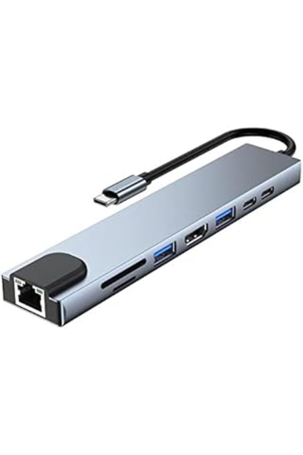 Px-u520 4k@30hz Gri Metal Type-c To 4k Hdmı Usb 3.0 Rj45 Sd Kart Pd Şarj Çevirici Adapt