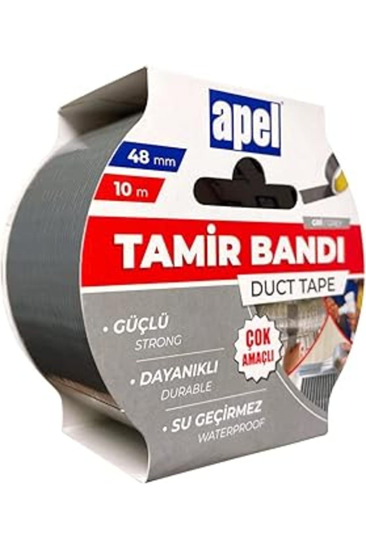 Apel Tamir Bandı (DUCT TAPE) Askılı Karton 48 Mm X 10 M Gri