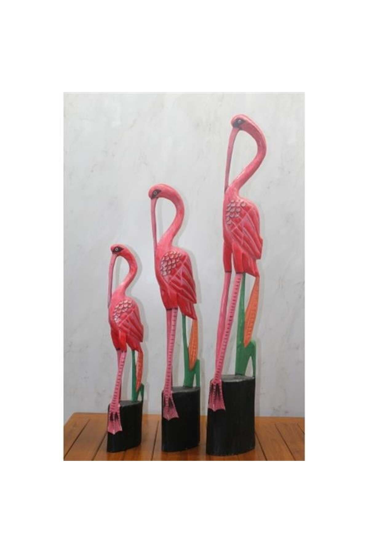 Ahşap 3'Lü Flamingo Seti