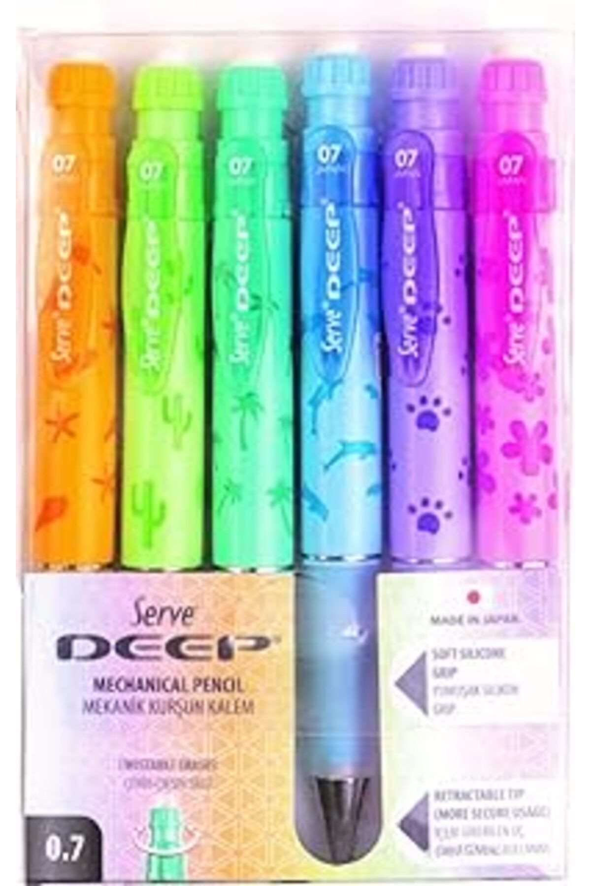 Serve Deep Mekanik Kurşun Kalem Pastel Doğa Serisi 0.7 Mm 6'lı Set