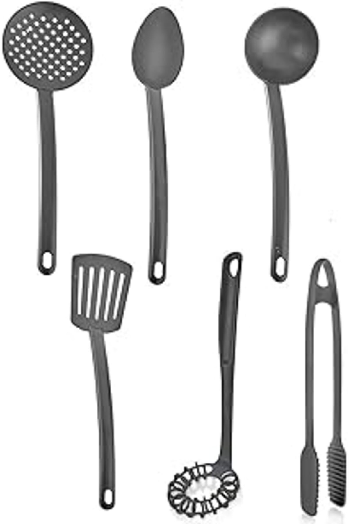 Lirazon 6'lı Mutfak Servis Seti, Plastik Kepçe, Kevgir, Kaşık, Spatula, Maşa, Çırpıcı, 6 Adet Mutfa