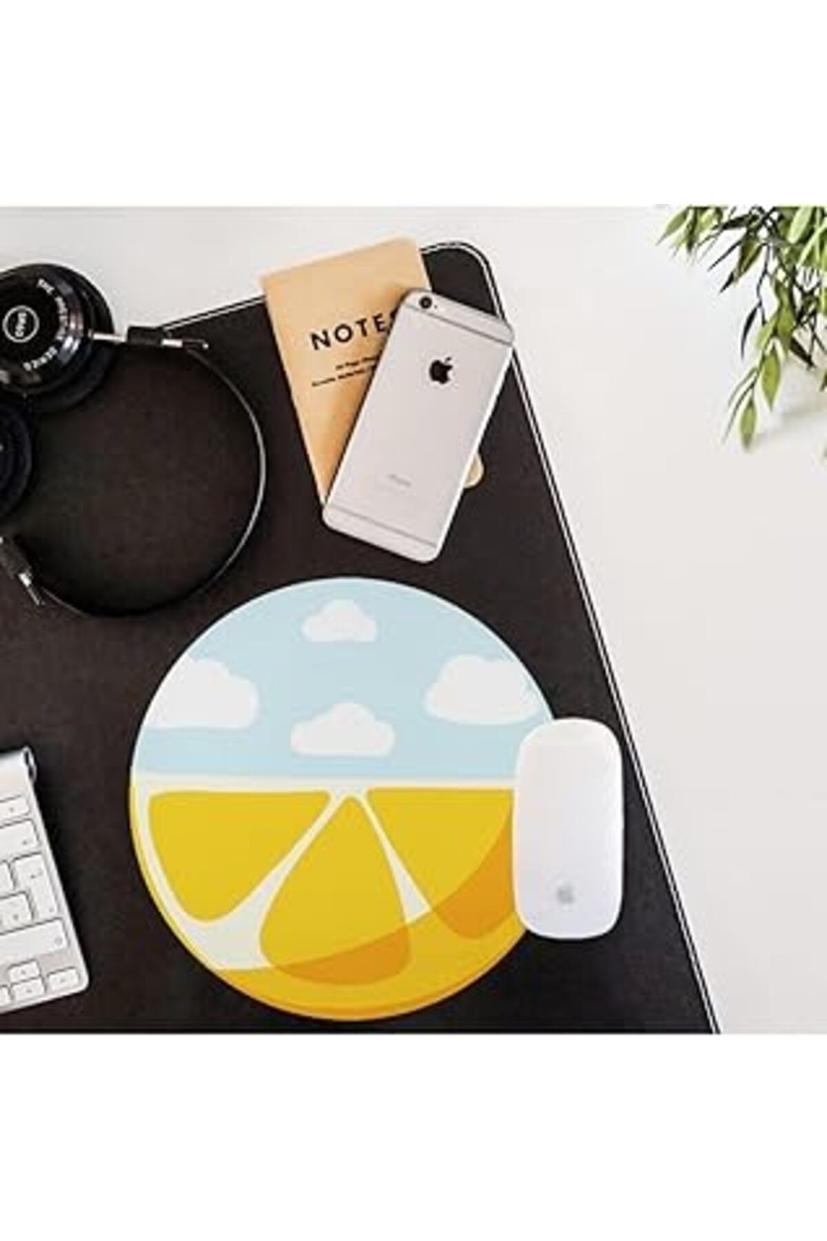 Hediyesepeti Limon Desenli Yuvarlak Mousepad - Mouse Pad - Fare Altlığı