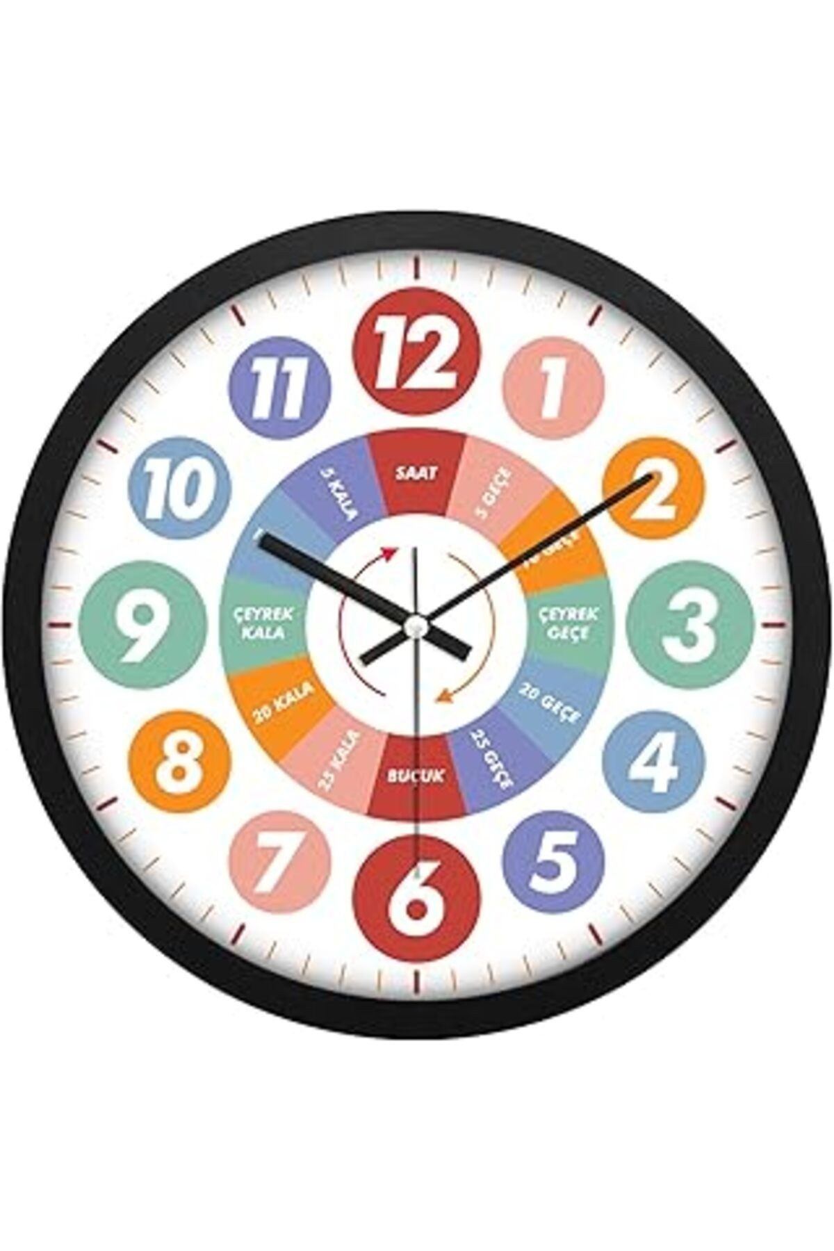 Emores Öğretici Çocuklar Için Eğitici Duvar Saati 30 Cm Akar Saniye Seesiz Mekanizma