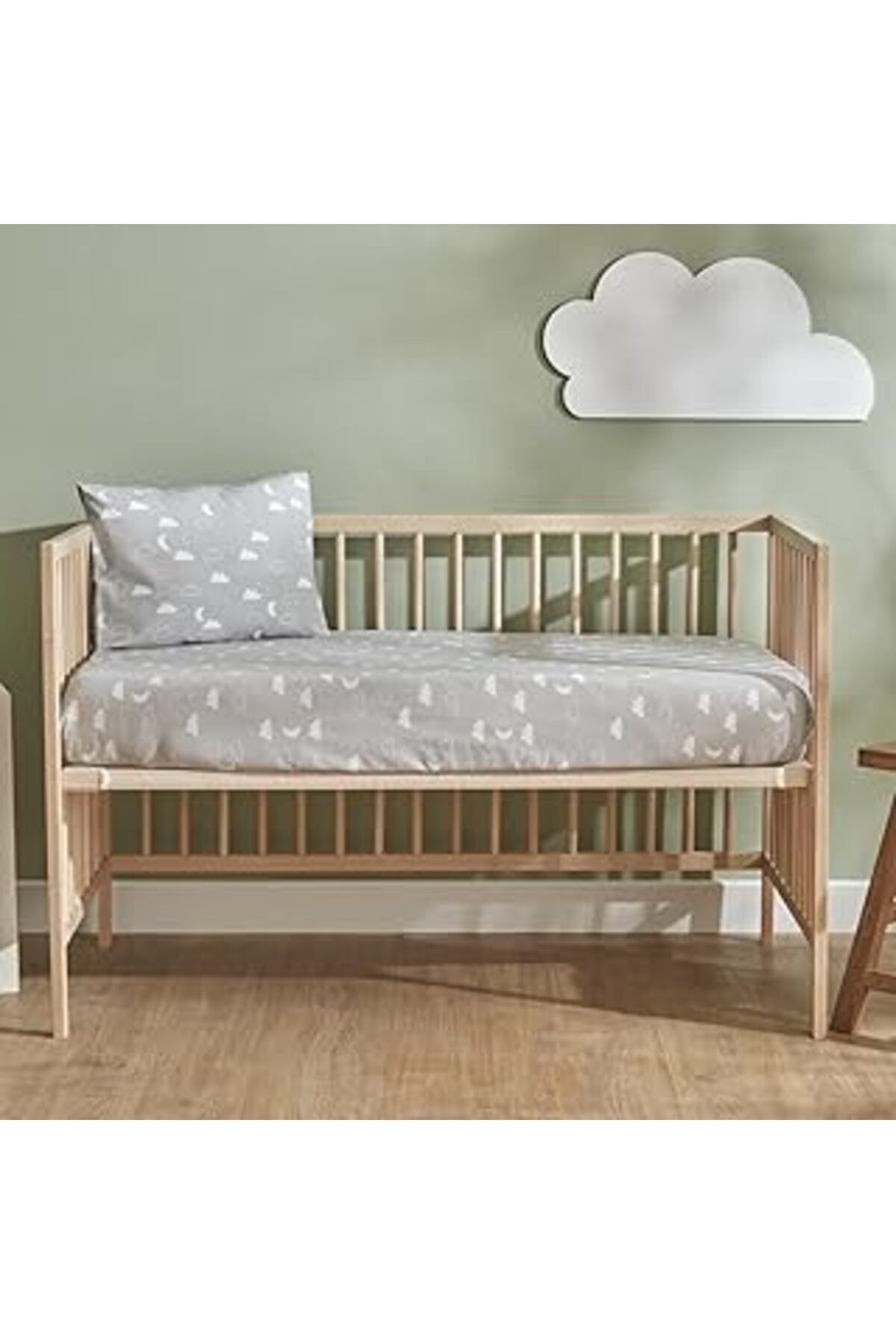 Karaca Home Bebek Cloudy Yastık Çarşaf Set, Gri