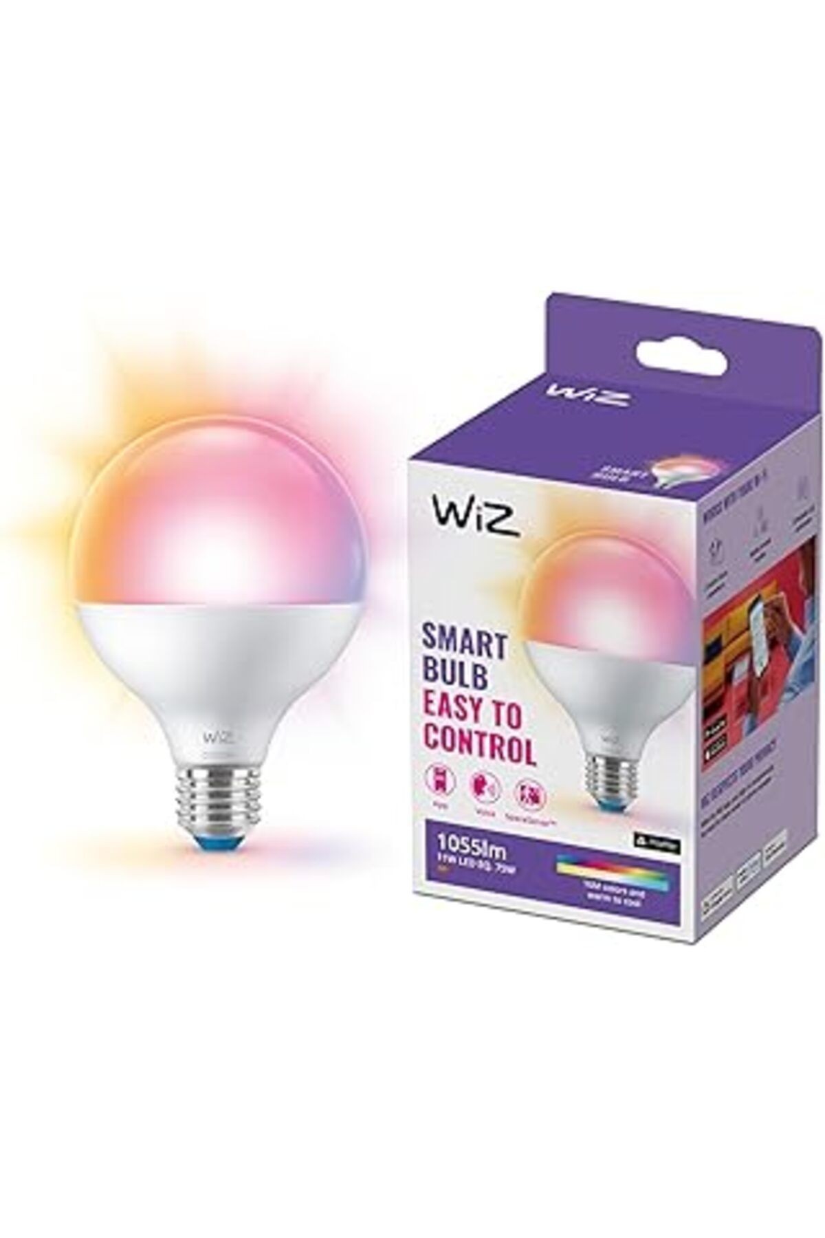 Wiz Signify Beyaz Ve Renkli 11W E27 Küre Şeklinde Ayarlanabilir Buzlu Tekli Paket