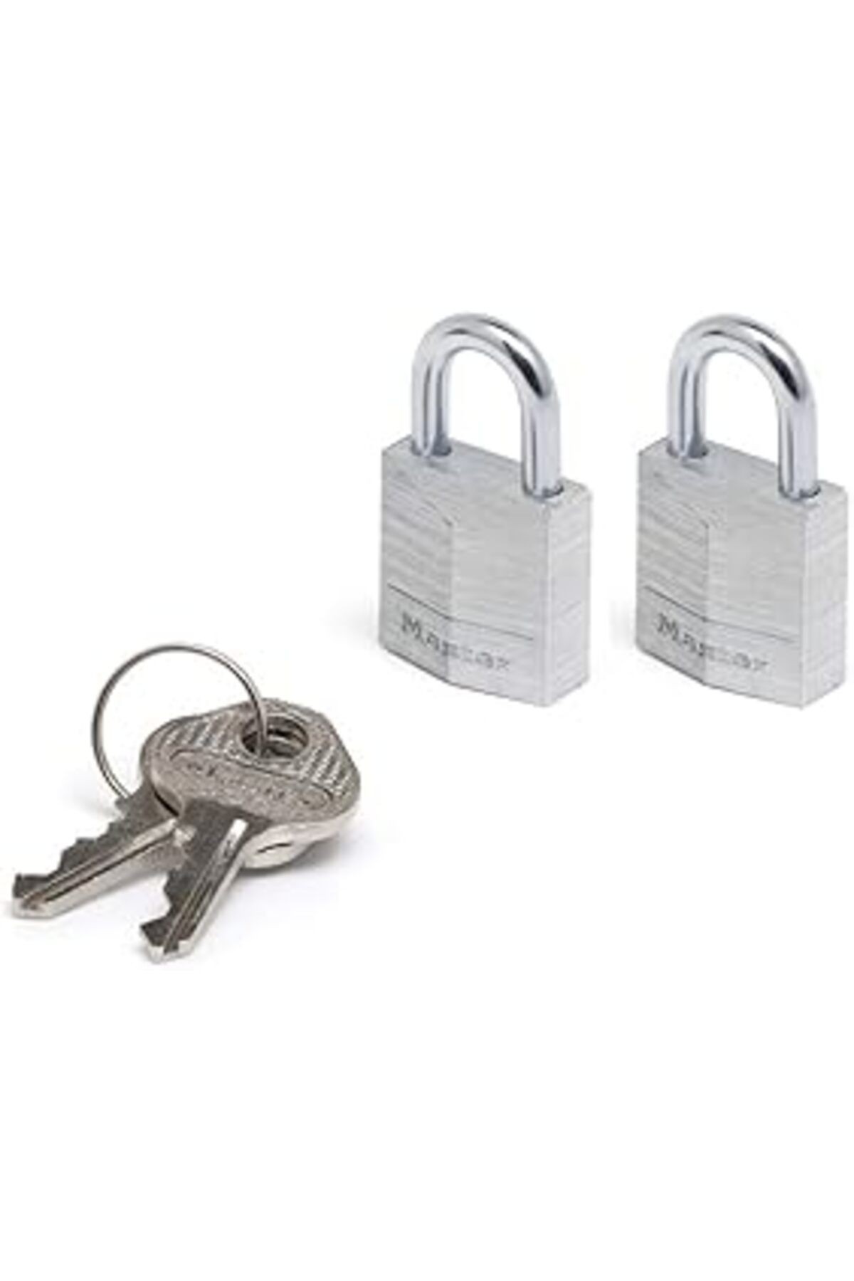 Master Lock 9120eurtcc 2 Adet Masif Alüminyumdan Yapılan Anahtarlı Asma Kilit Seti, Gri, 2 X 3,4 X
