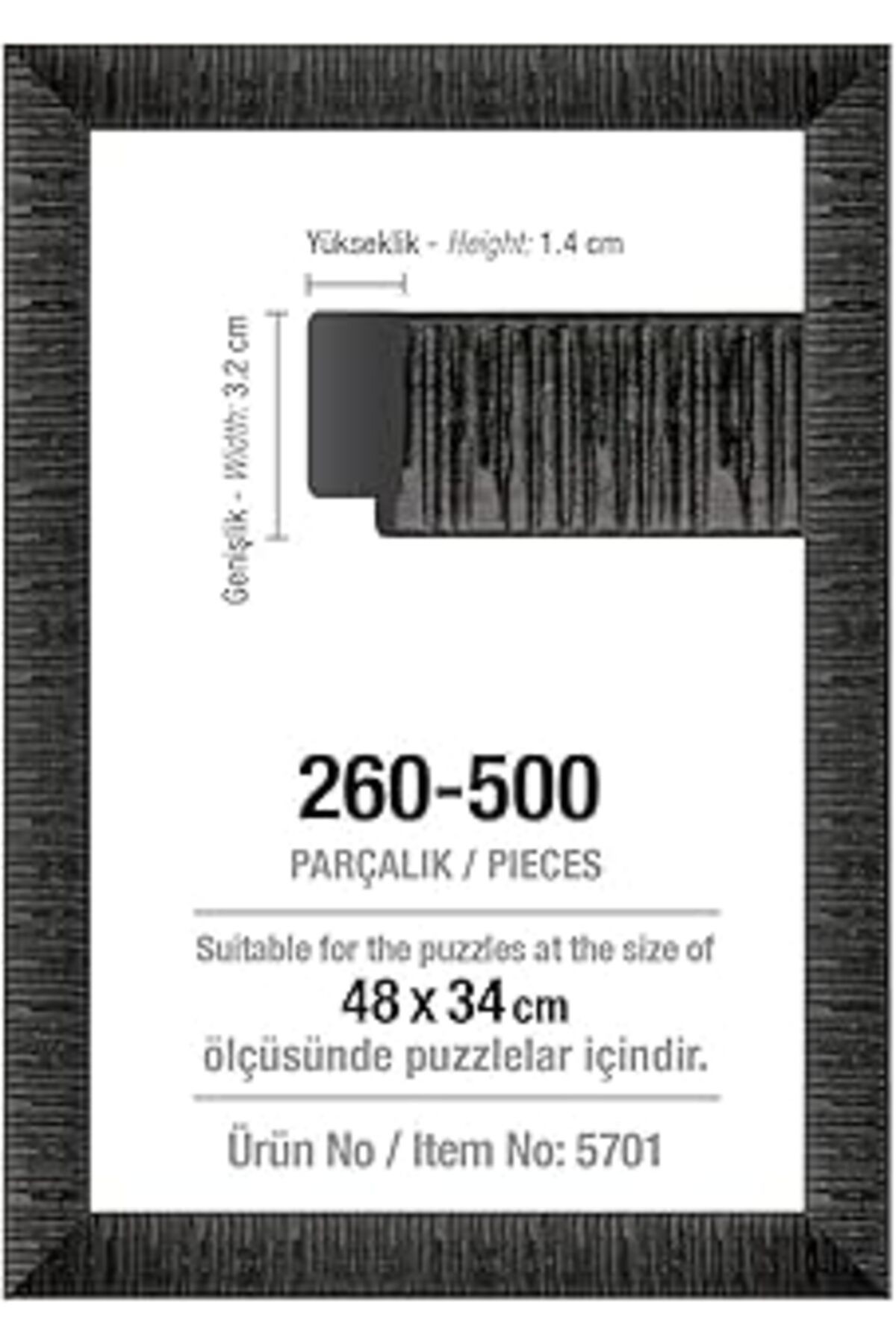 Art Puzzle 500 Parça Siyah 48 X 34 Cm, 30 Mm, Puzzle Çerçevesi