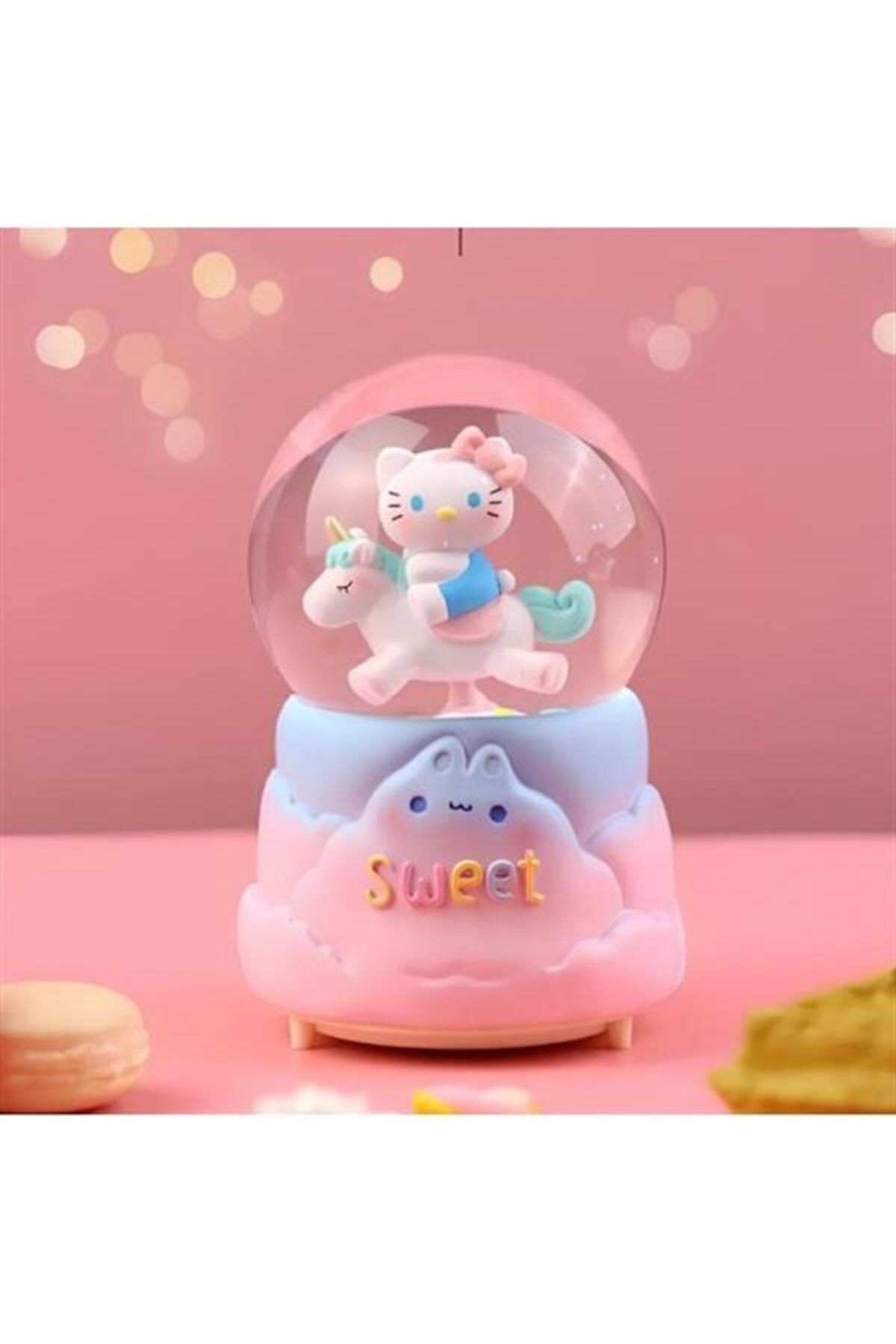 Hello Kitty Içi Dönmeli Püskürtmeli Işıklı Müzikli Kar Küresi Büyük Boy Model 2