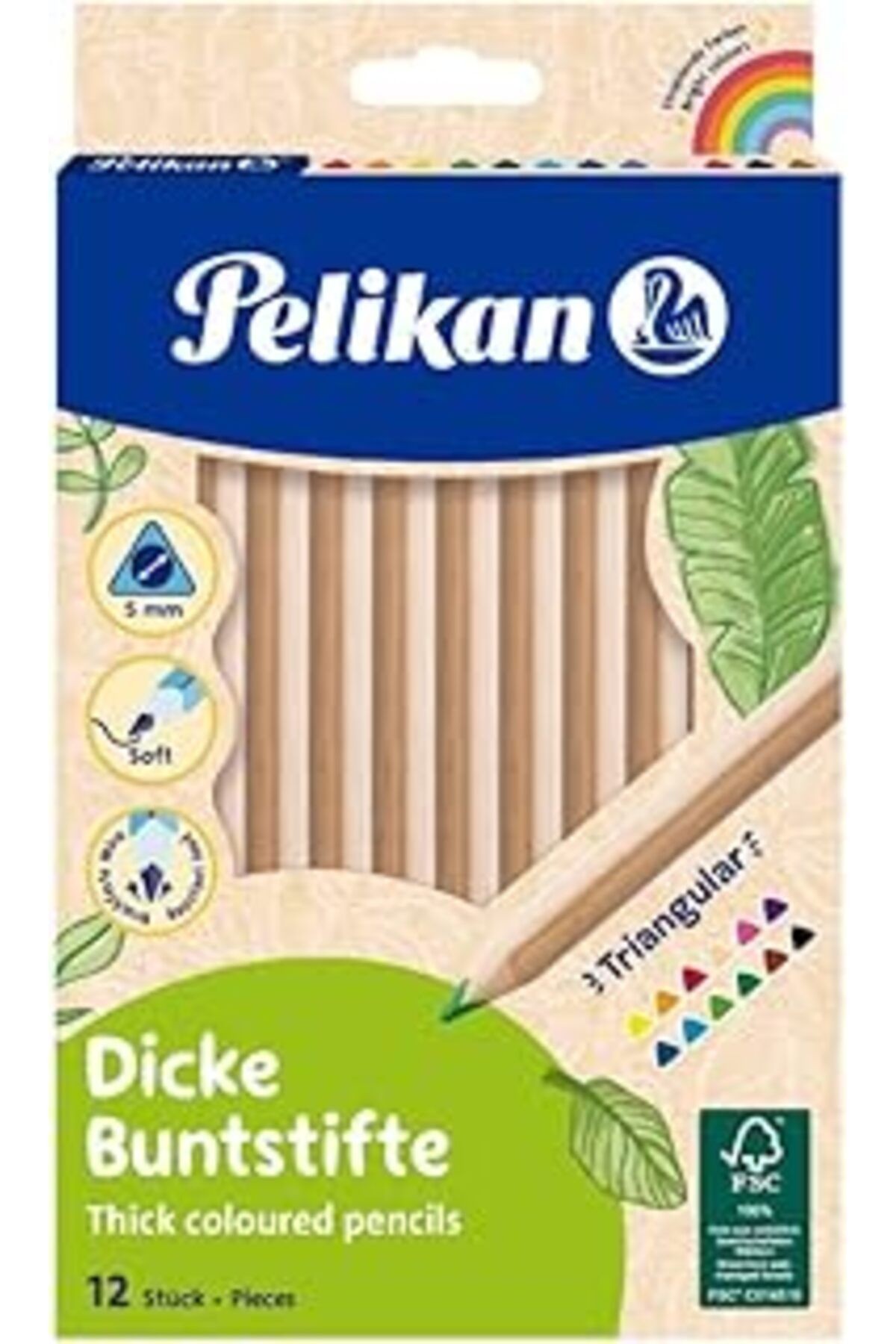 Pelikan Ahşap Gövdeli 12li Jumbo Kuru Boya