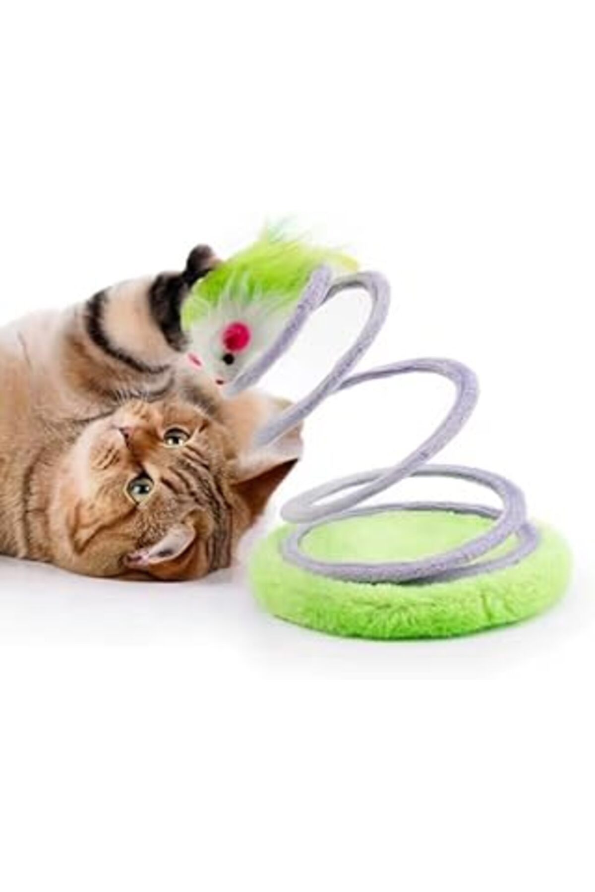 Emey Yaylı Peluş Fare Şekilli Kedi Oyuncağı,fare Etkileşimli Oyuncak, Katlanabilir Yüksek Elastikiy
