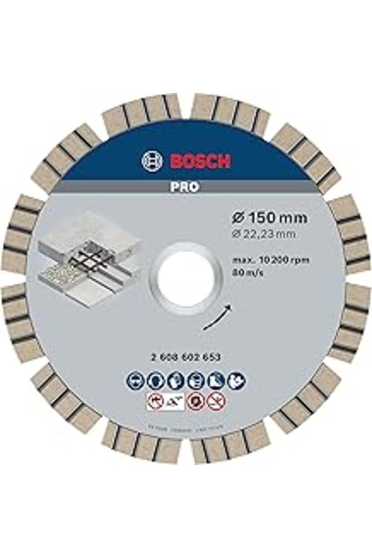 Bosch Elmas Kesme Diski Beton Için En Iyisi, 150 X 22,23 X 2,4 X 12 Mm, 2608602653