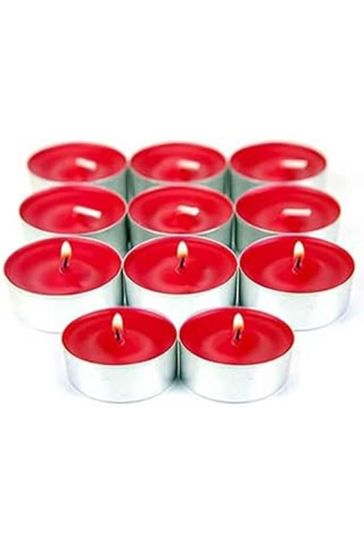 Arsimo Dekoratif Kırmızı Renkli Tealight Mum Seti, 32'Li Paket