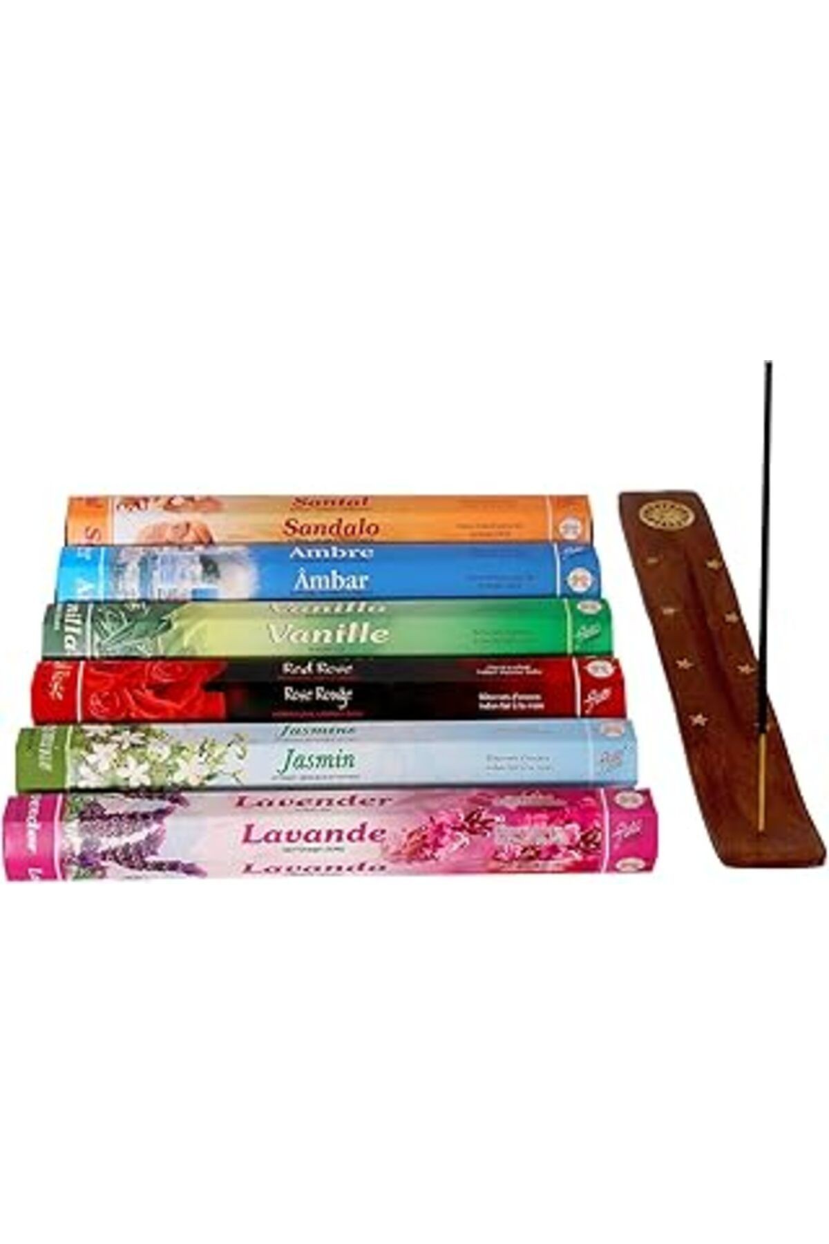 Flute Çubuk Tütsü Seti, 6’lı Karma Tütsü Seti 6x20 (120 ÇUBUK), Ahşap Tütsü Kayığı, Tütsülük, Vanil