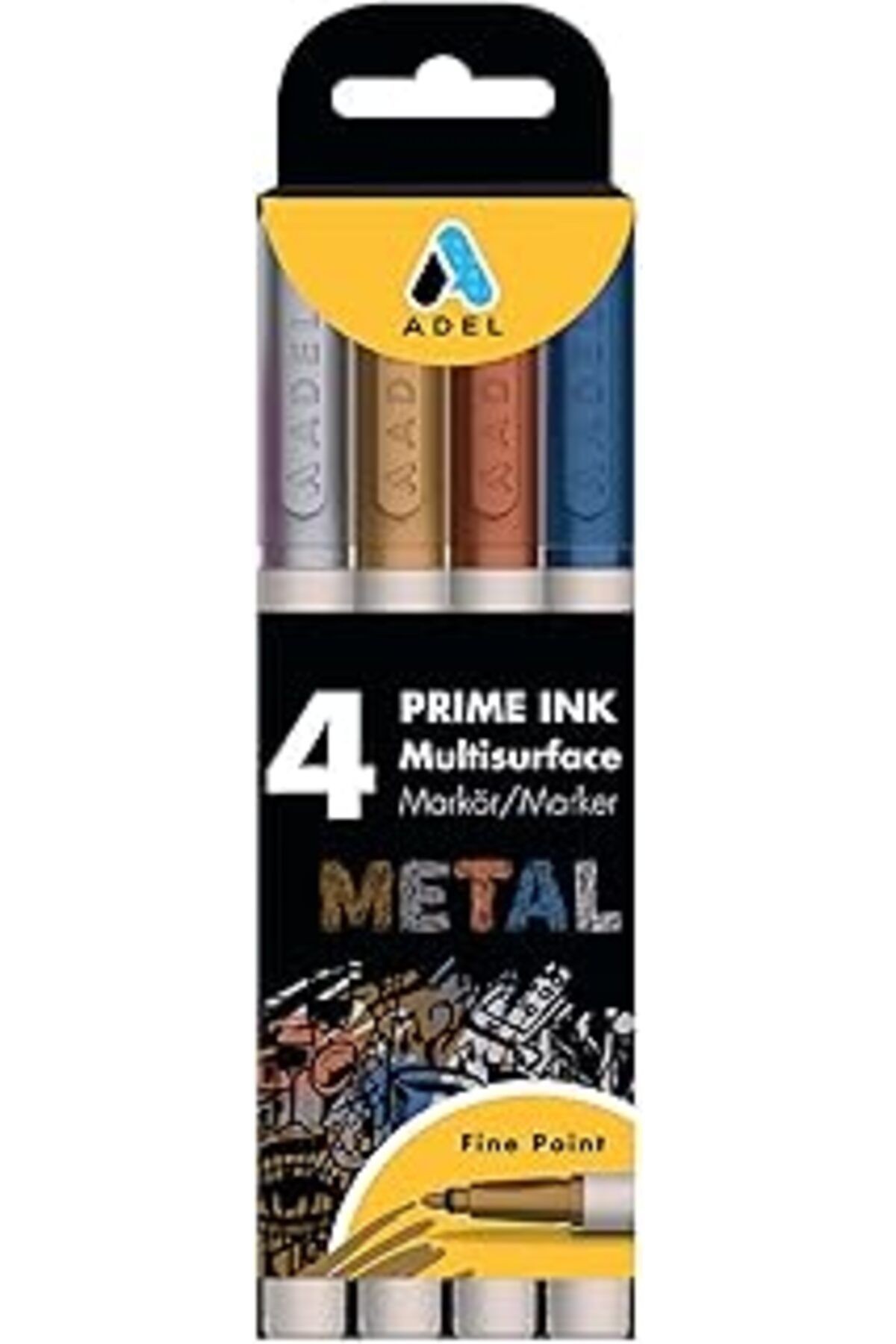 Adel Prime Ink Multisurface 4'lü Metalik Markör