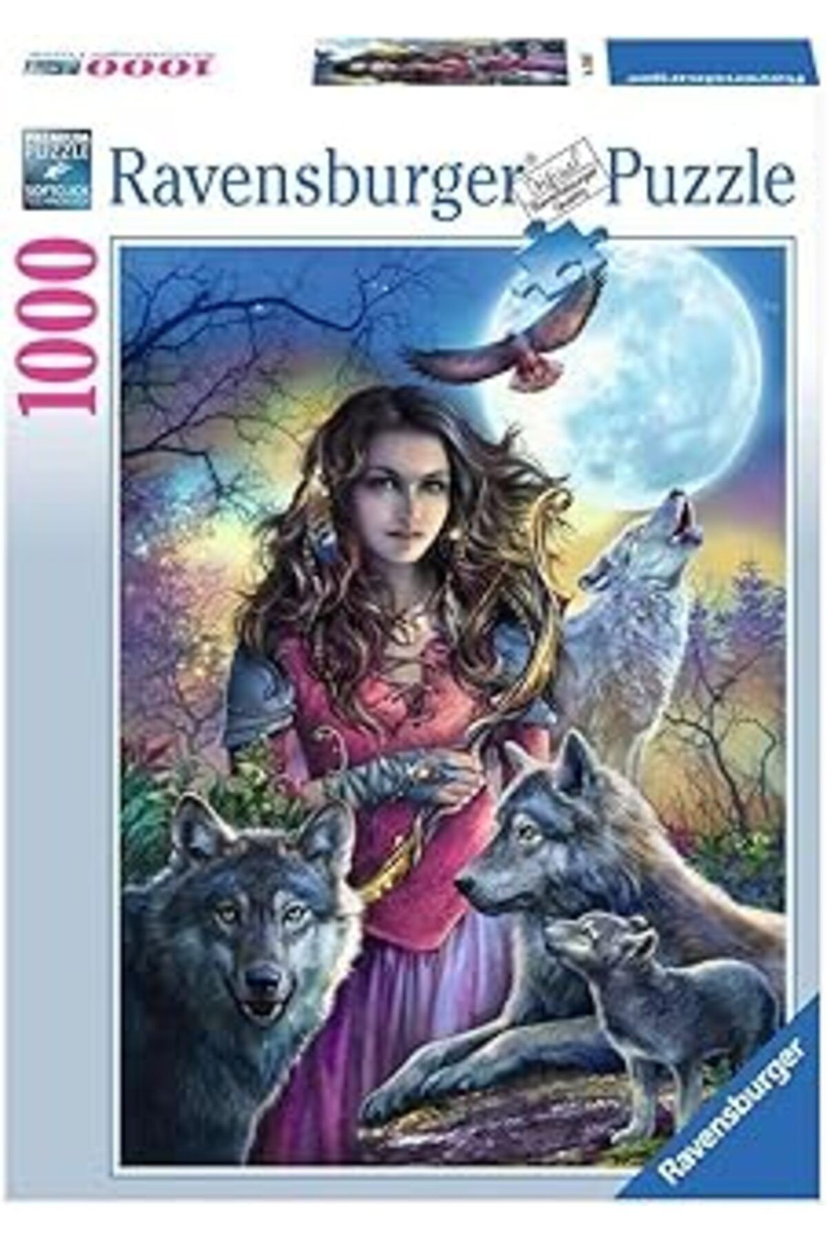 196647 Kurtlarla Kadın Yetişkin Puzzle, 1000 Parça