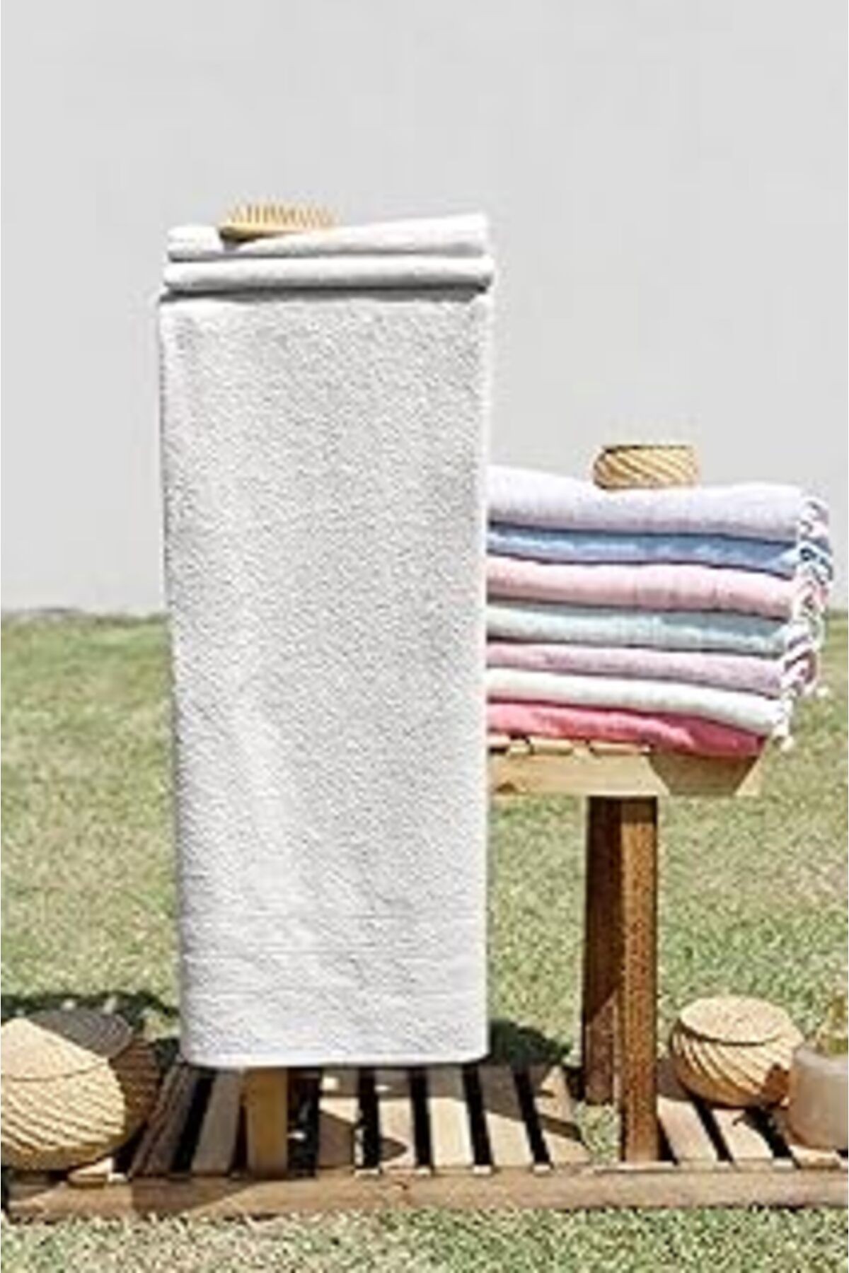 Baveno %100 Pamuk Renkli 70x140 Banyo Havlusu Gri