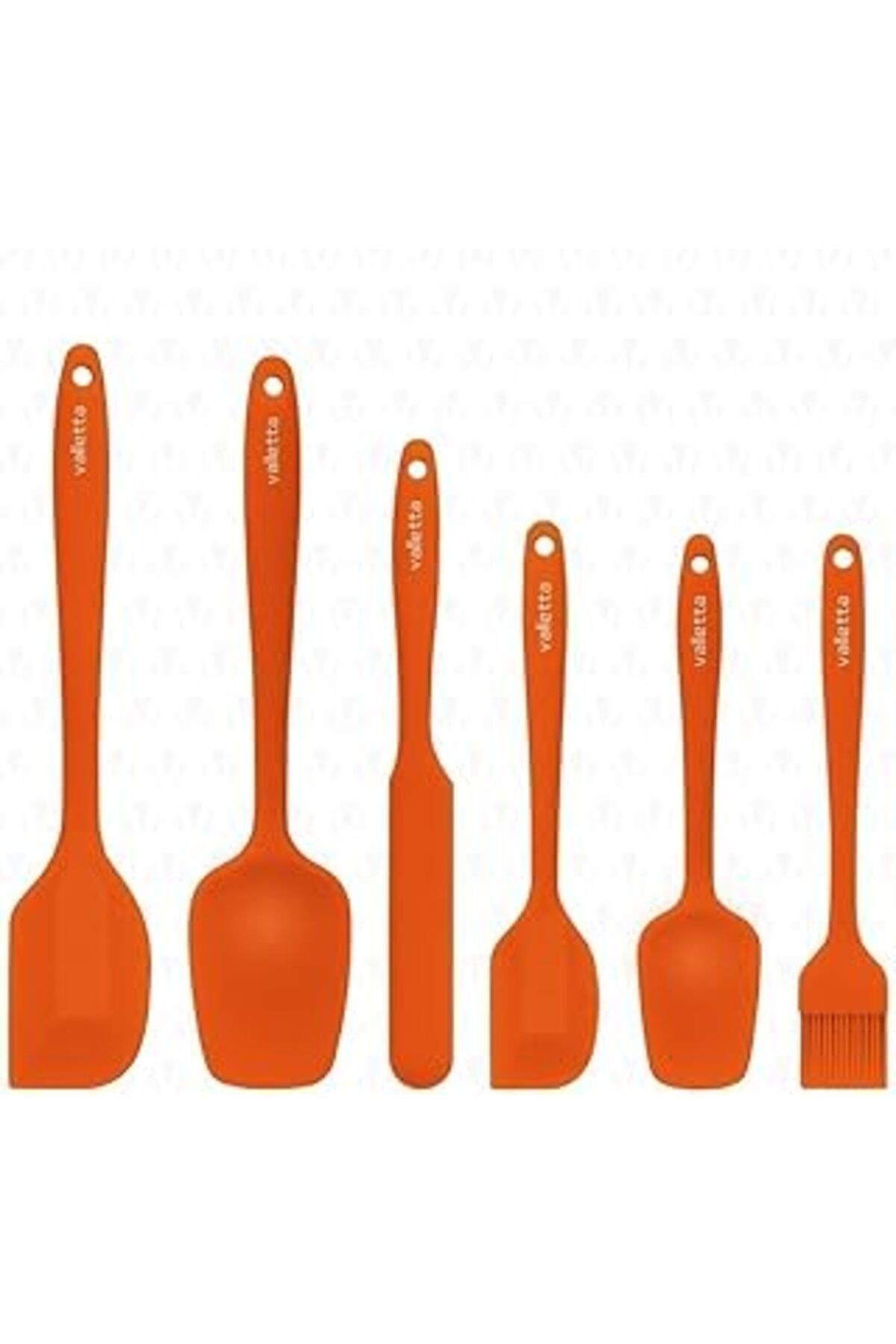 Valletta Drongo Isıya Dayanıklı Yanmaz Yapışmaz Silikon Spatula Seti 6 Parça Turuncu
