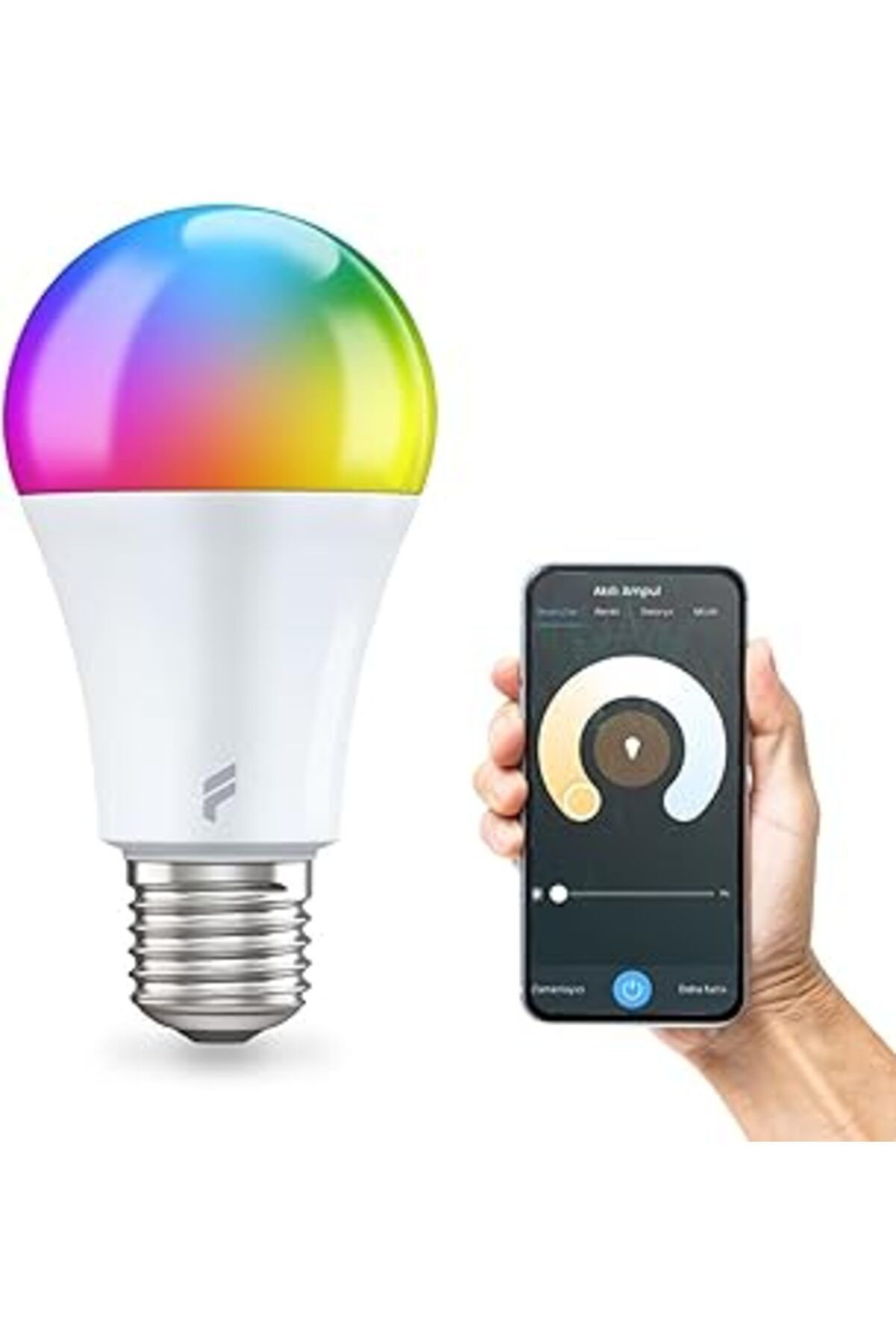 Fonri Akıllı Led Ampul, 9w-titreşimsiz, 16.7 Milyon Renk, Sesli Kontrol, 806'lümen, Doğal Sarı Ve B