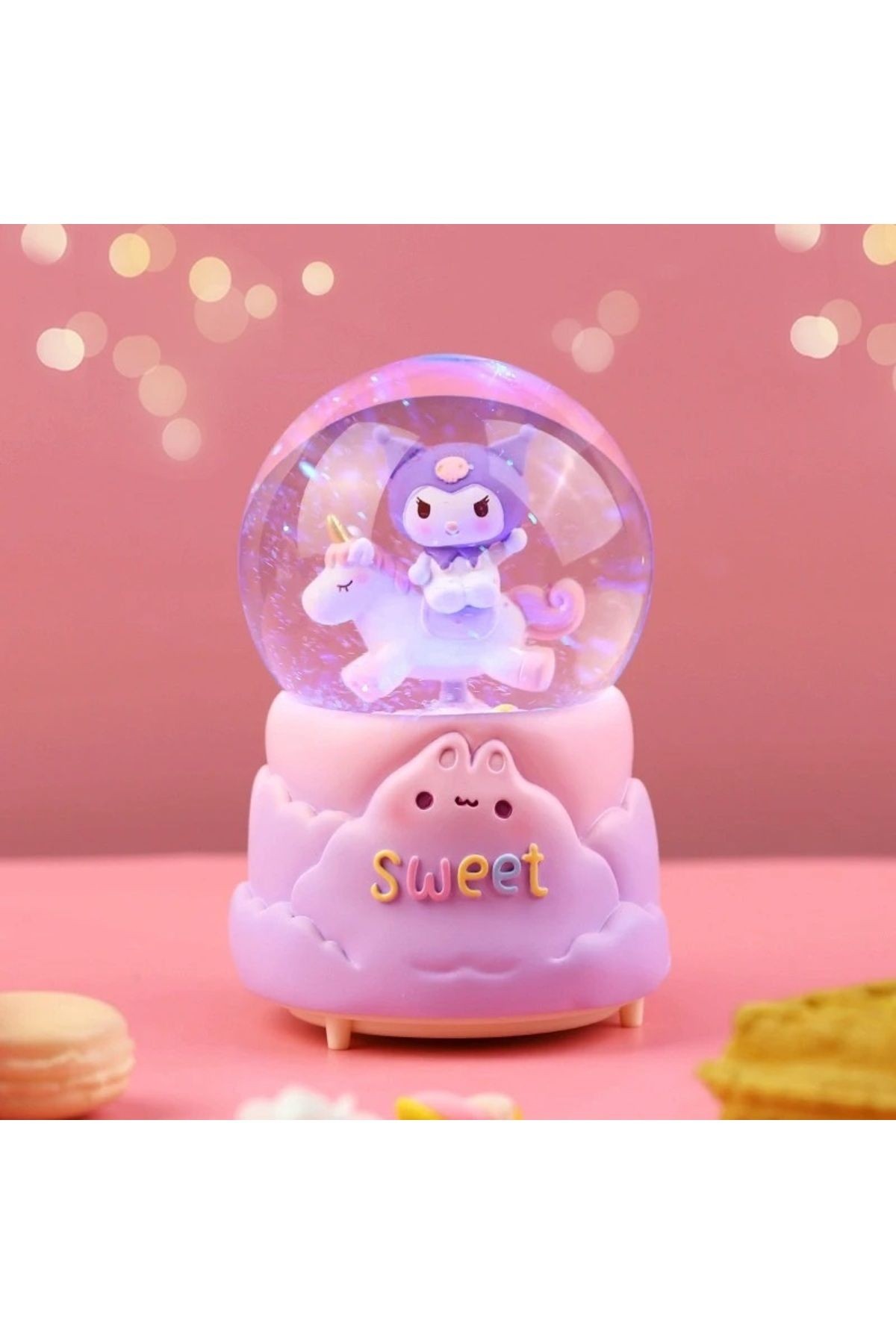 Kuromi Içi Dönmeli Püskürtmeli Işıklı Müzikli Kar Küresi Büyük Boy Model 1