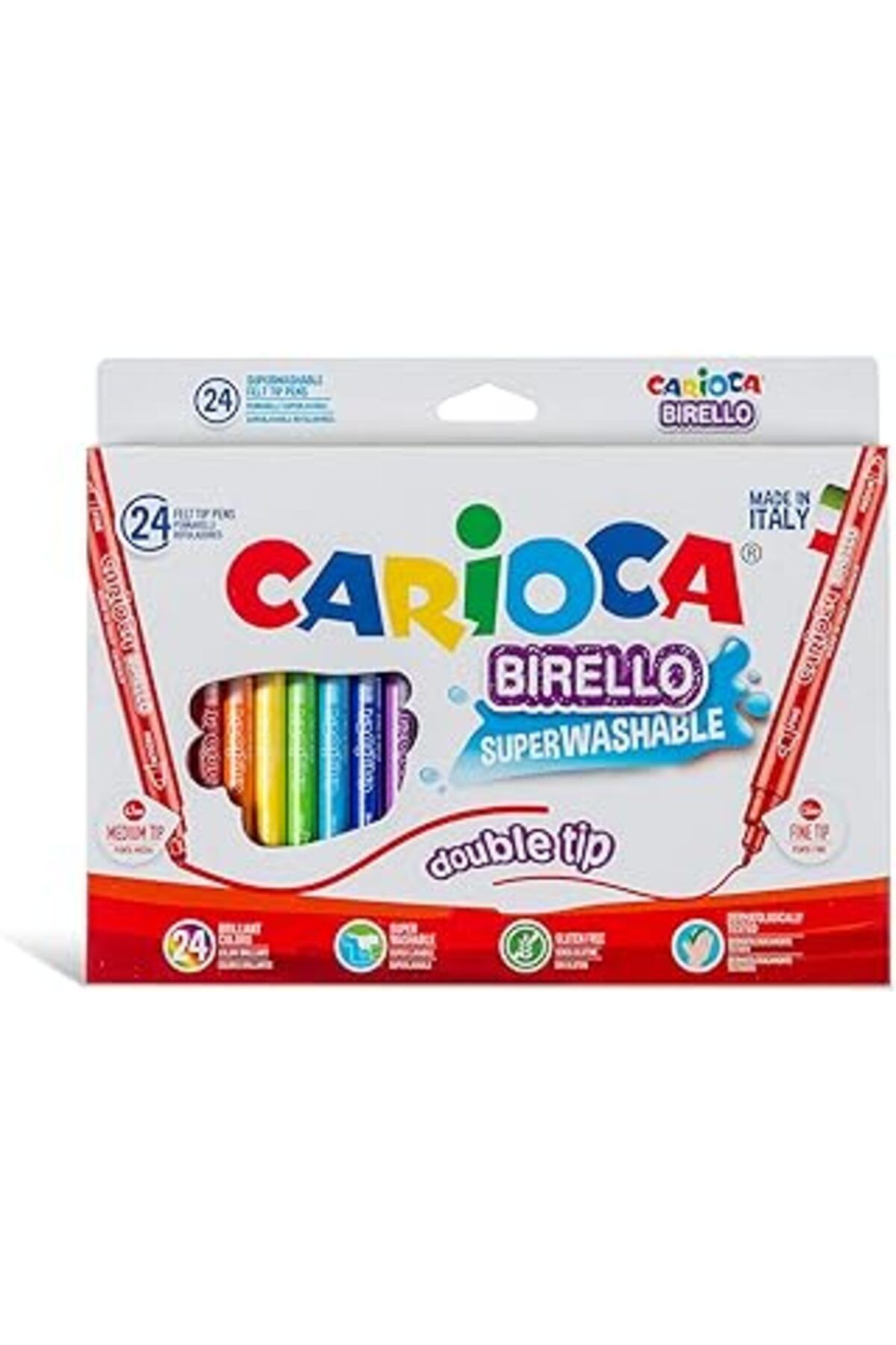Carioca Birello Süper Yıkanabilir Çift Tarafli Keçeli Boya Kalemi 24'lü