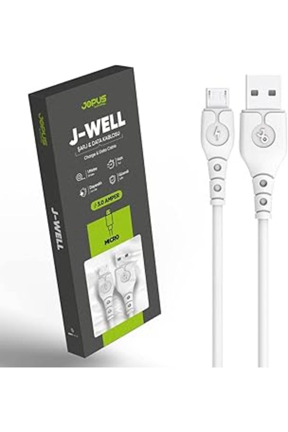 Jopus Universal Micro Data Kablosu Jo-Dk9 J-Well, Beyaz, 1Mt