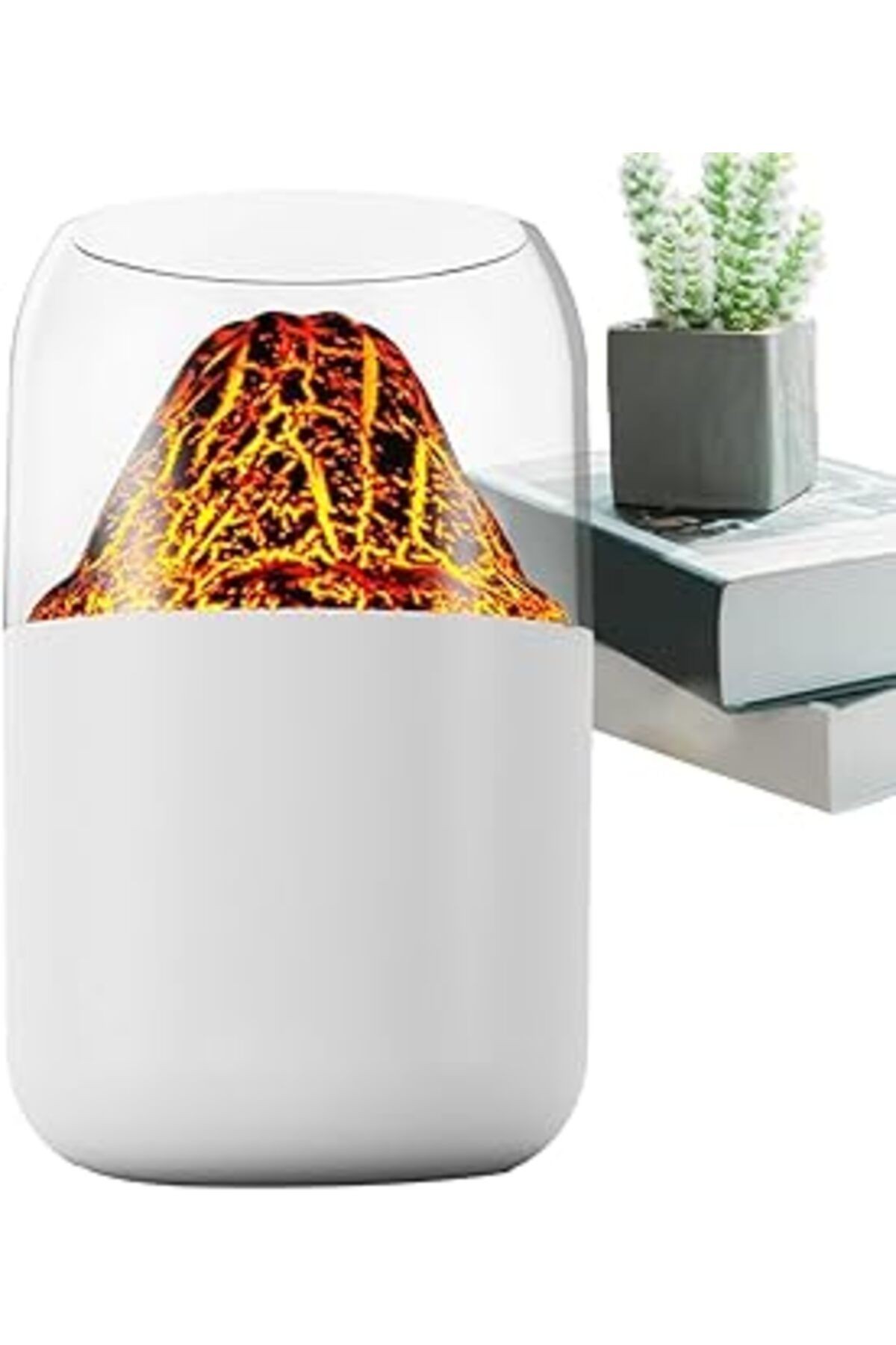 Aksesuarcı Rgb Işıklı Volkanik Desenli Hava Nemlendirici Aroma Yayıcı, 300 ml Sessiz Gece Lambası H