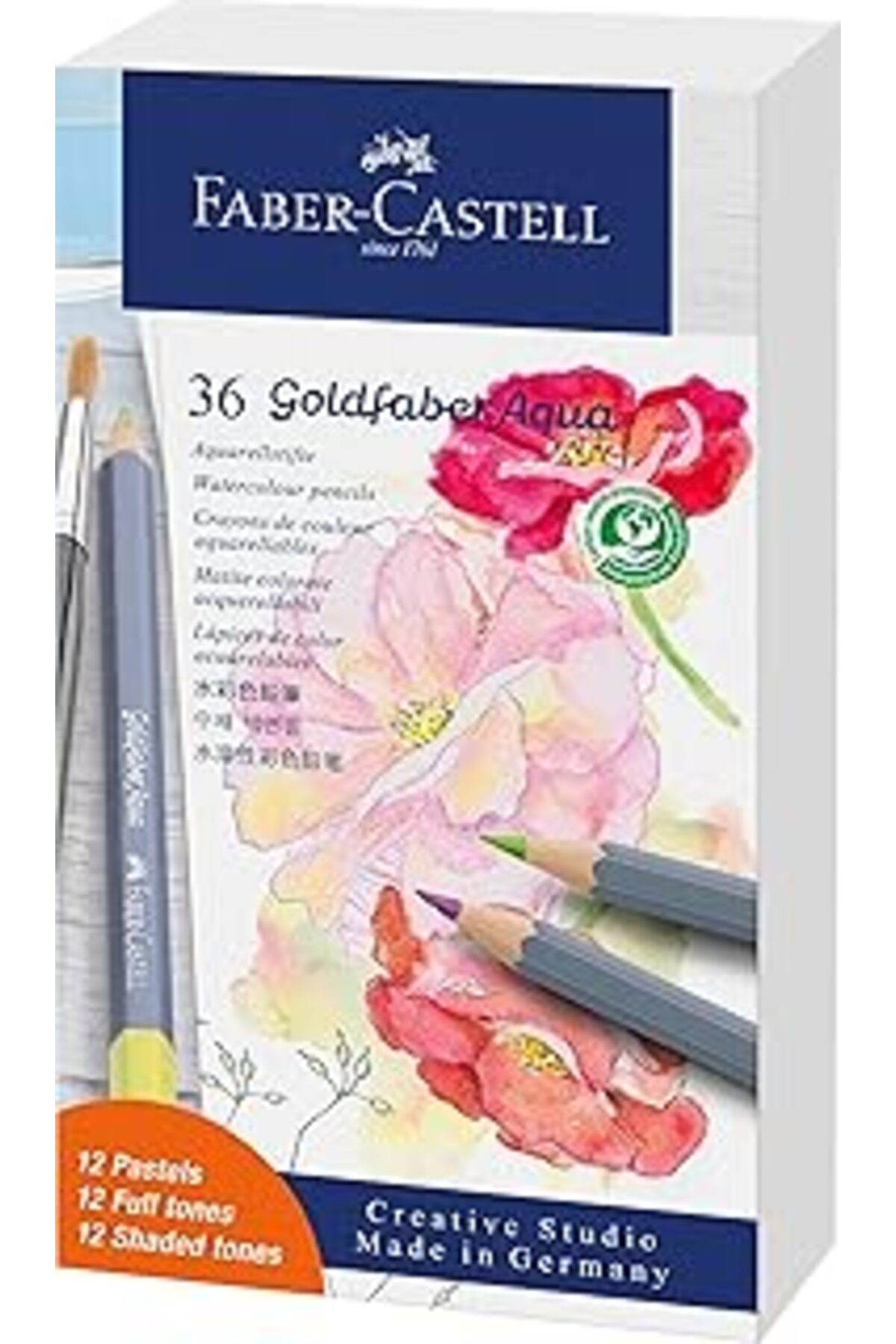 Faber-castell 114639 - Aqua Goldfaber Sulu Boya Kalemi, 3,3 Mm Uç, Hediye Kutusunda 36 Adet