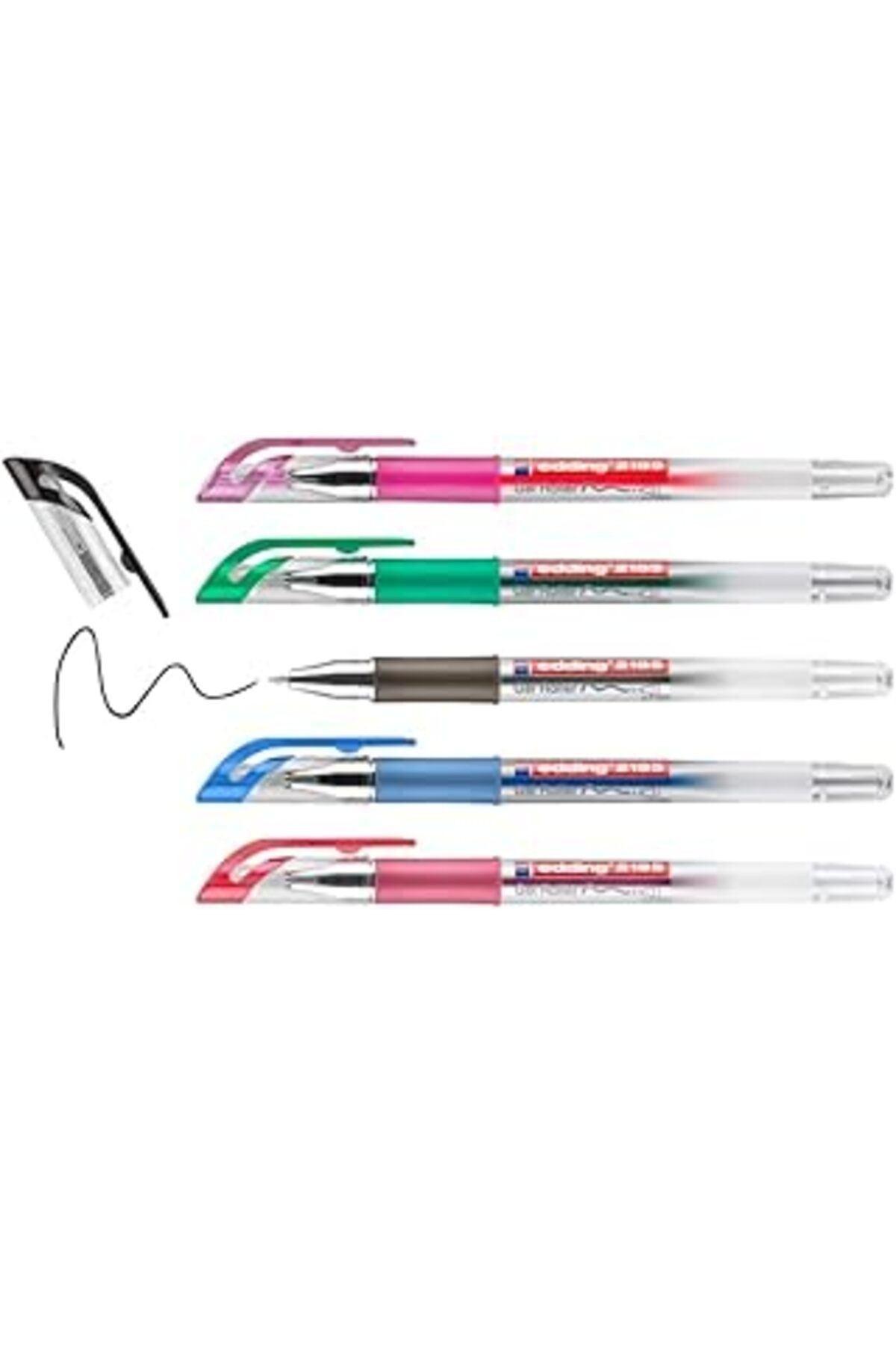 Edding 2185 Jel Roller - Siyah, Kırmızı, Mavi, Yeşil, Pembe - 5 Kalem - 0,7 Mm