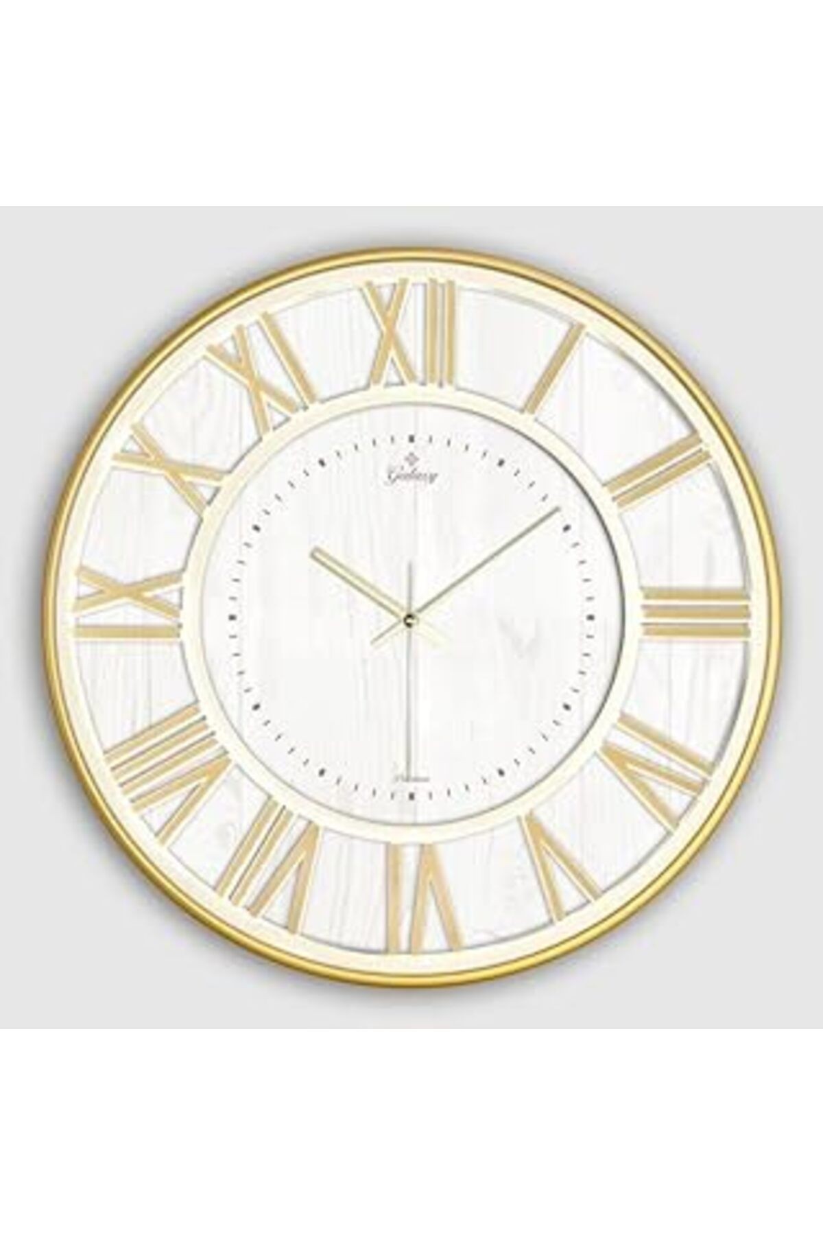 Premium Serisi Modern Tasarımlı Roma Rakamlı 40 Cm Duvar Saati Gold-beyaz