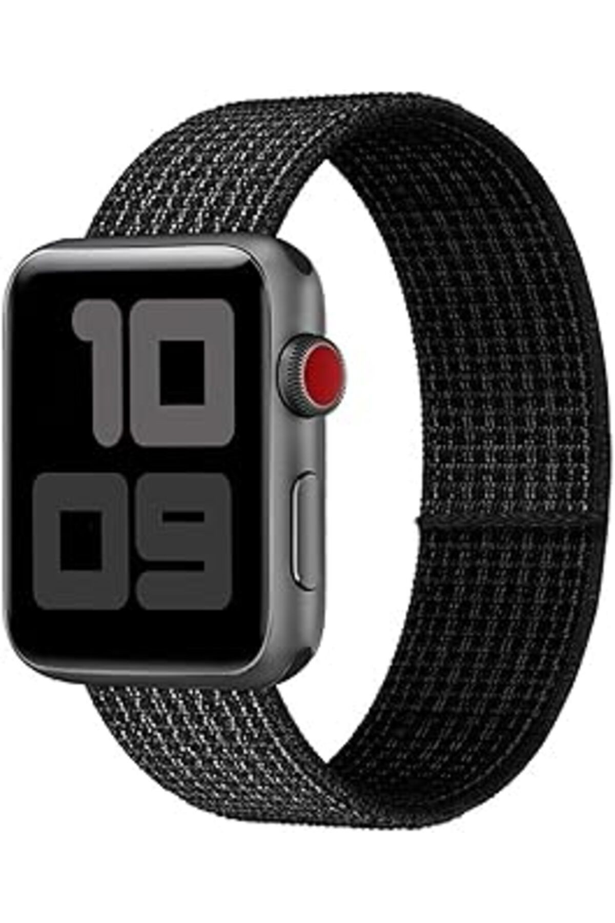 Bause Apple Watch Se/8/7/6/5/4/3/2/1 Serileri Ile Uyumlu Cırtlı Spor Kumaş Hasır Kordon