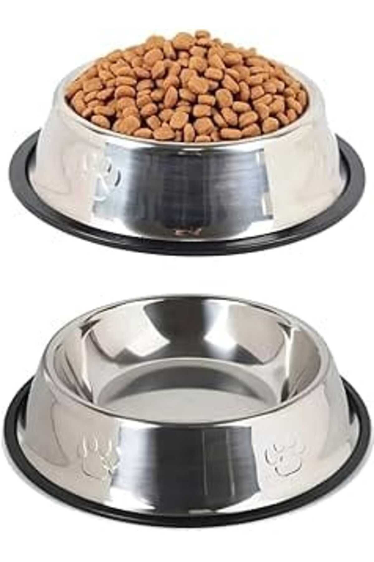 Orret Home Paslanmaz Çelik Kedi,Köpek Mama Ve Su Kabı,Kaymaz Tabanlı (22 Cm)