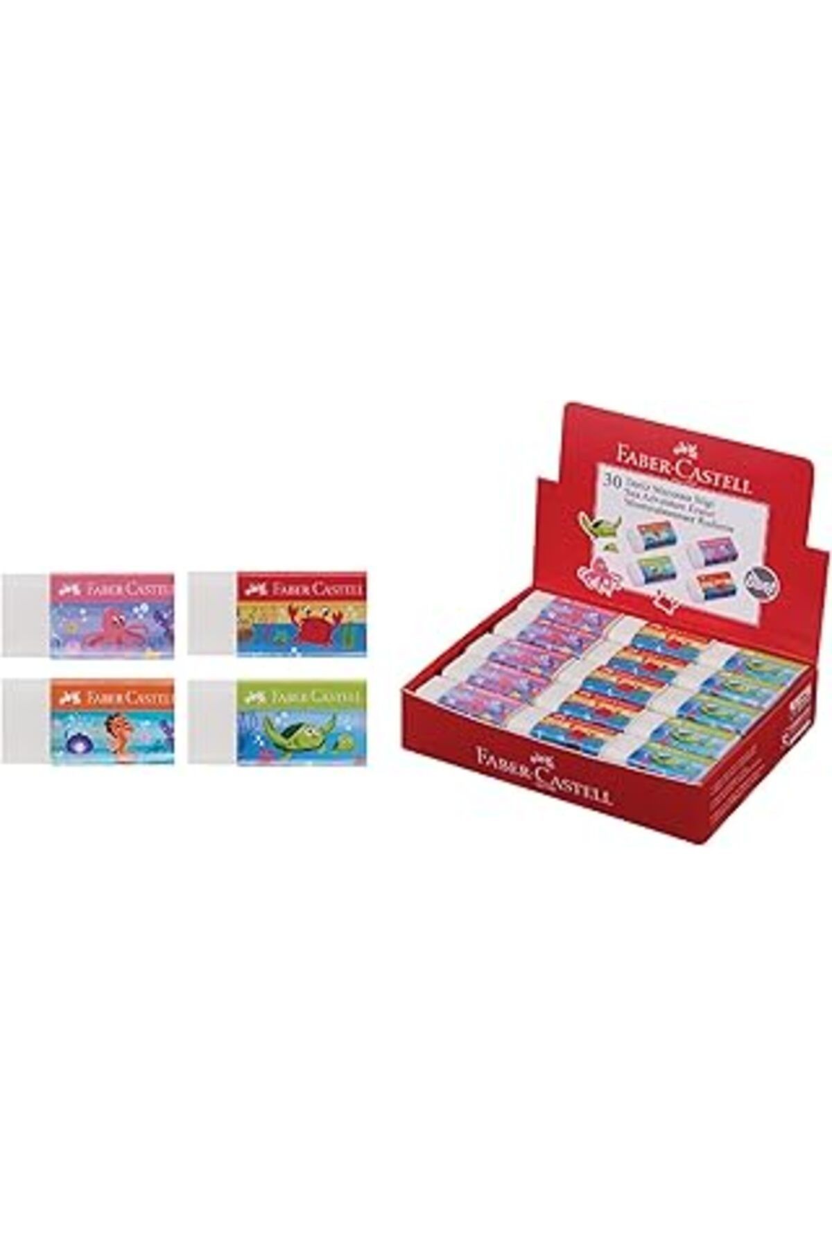 Faber-Castell Deniz Macerası Silgi, Dust-Free, 30X Asorti